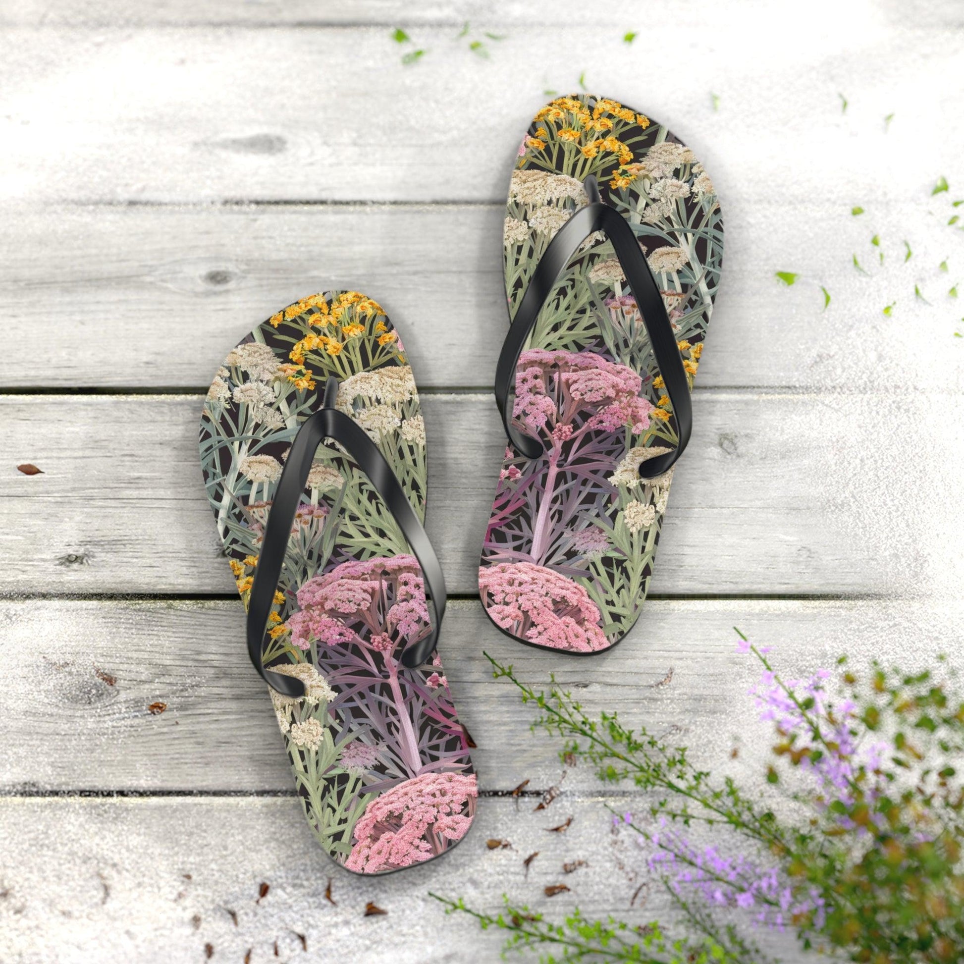 Yarrow Flower Inspired Flip Flops, Express Your Beach Loving Self - Coastal Collections