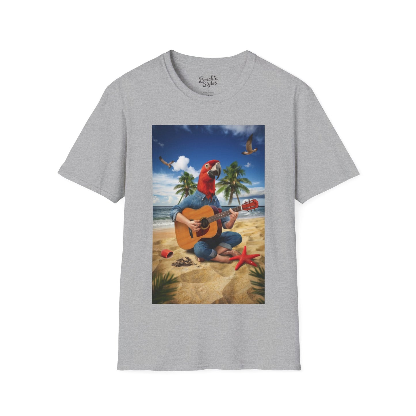 Rockin' Parrot Beach Scene - Unisex T-shirt