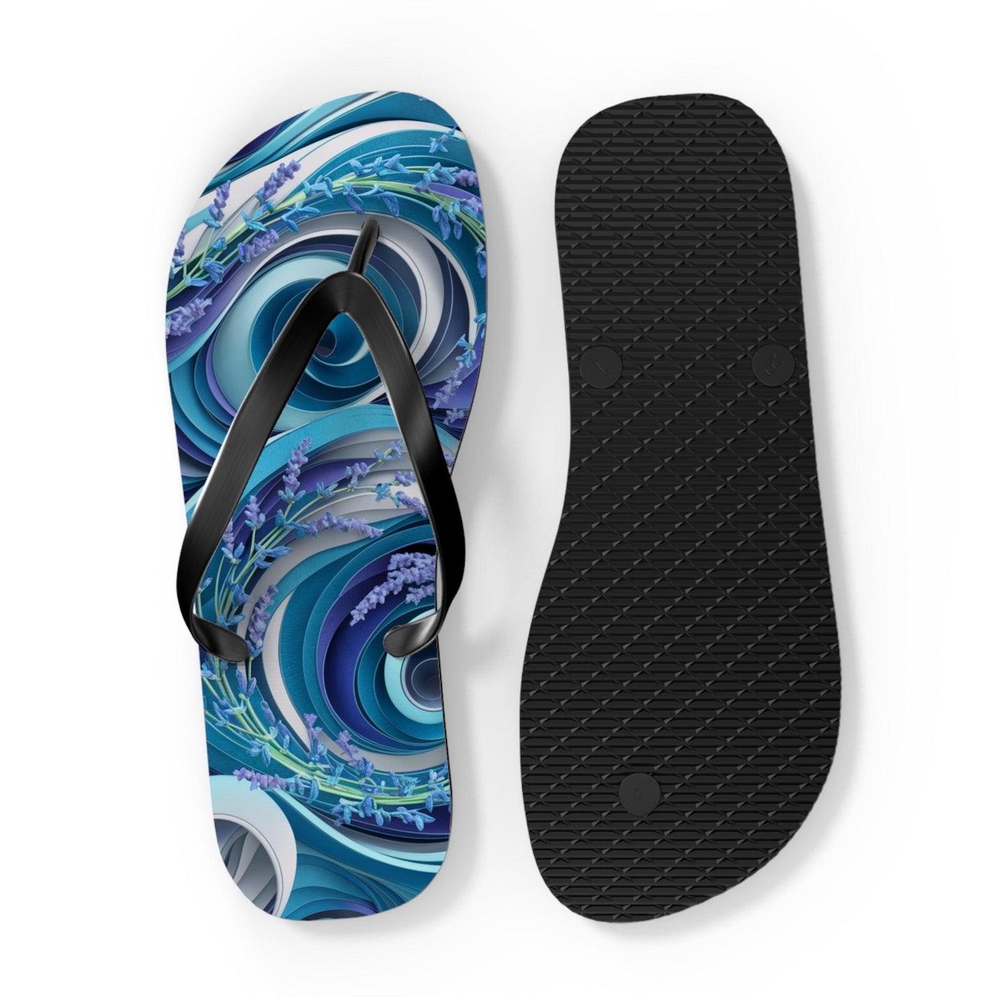 Sea Lavendar Ocean Waves Inspired Flip Flops, Express Your Beach Loving Self - Coastal Collections