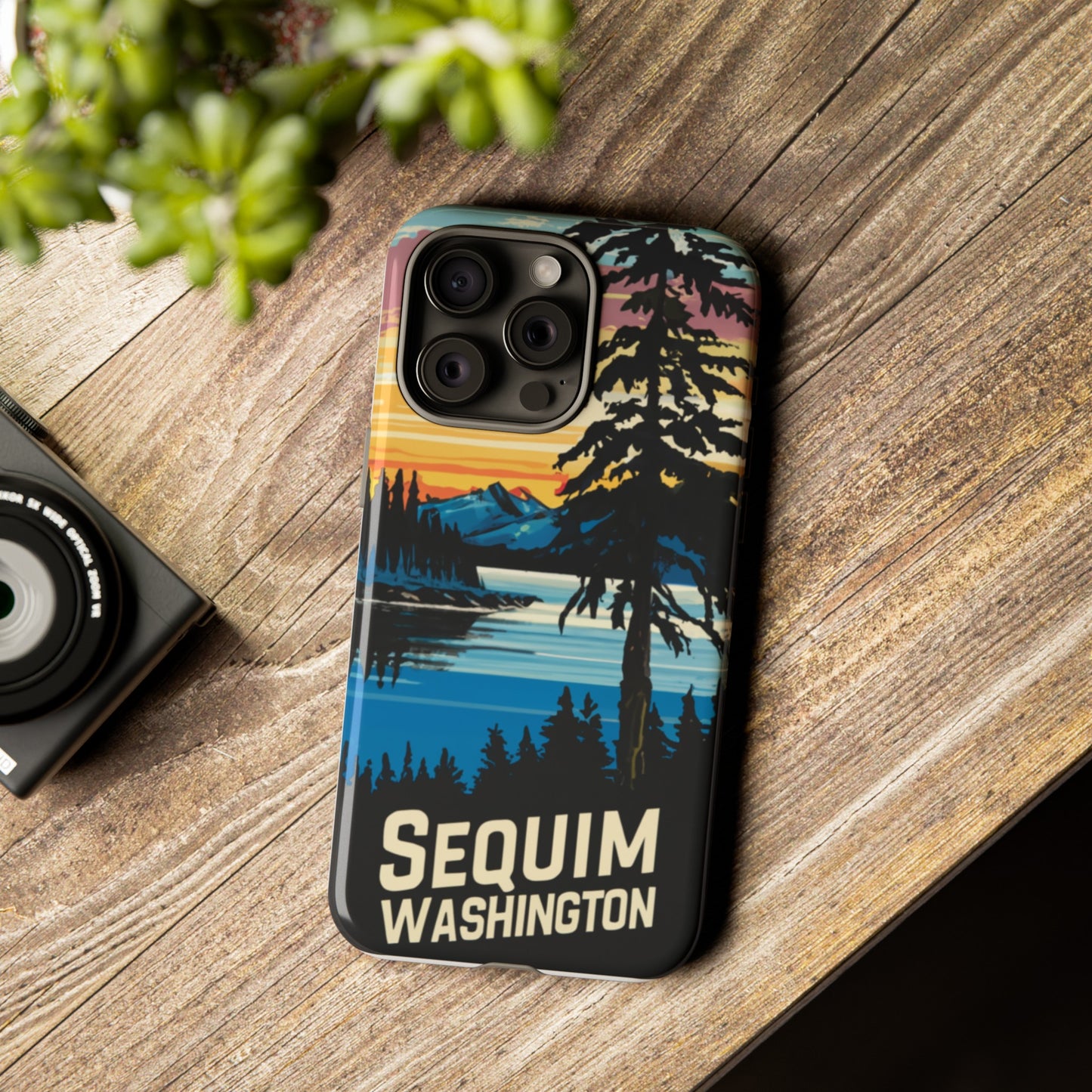 Sequim Washington Sunset Bay & Douglas Fir Protective Phone Case