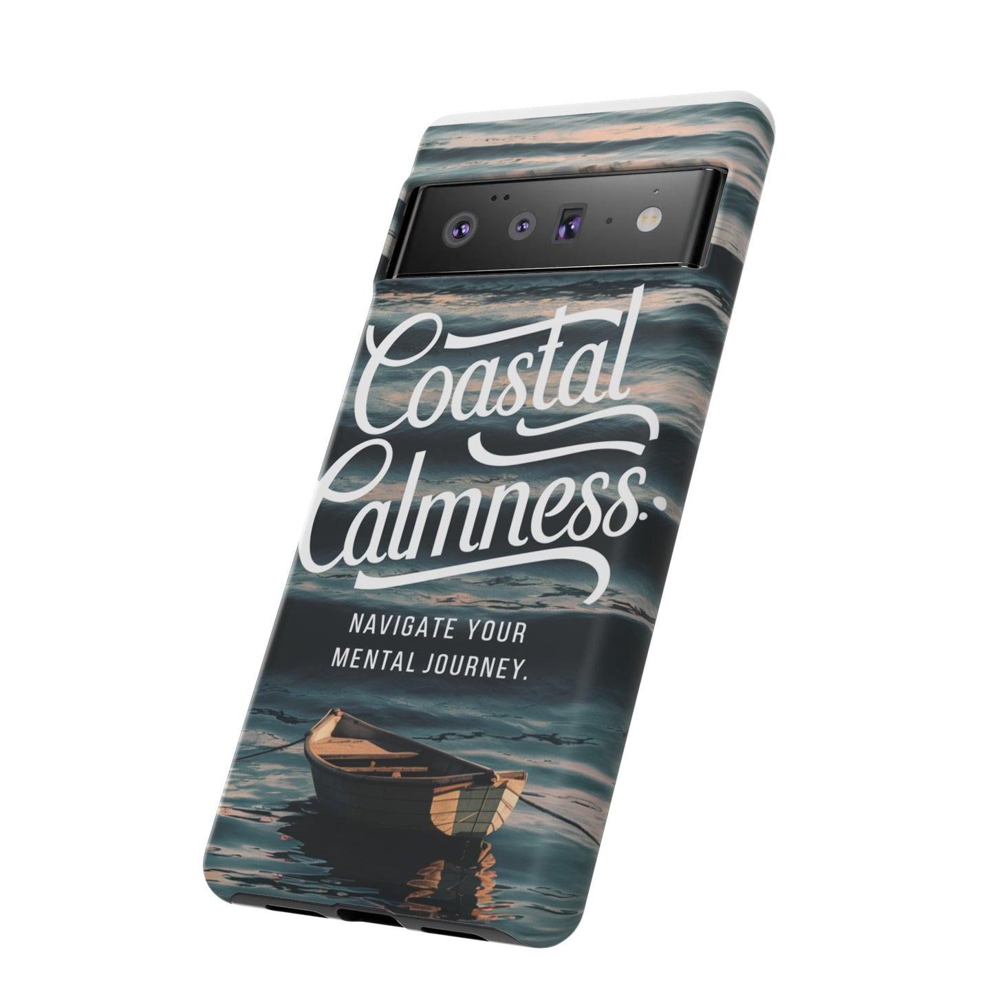 Coastal Calmness, Old Wooden Row Boat Design Protective Phone Case