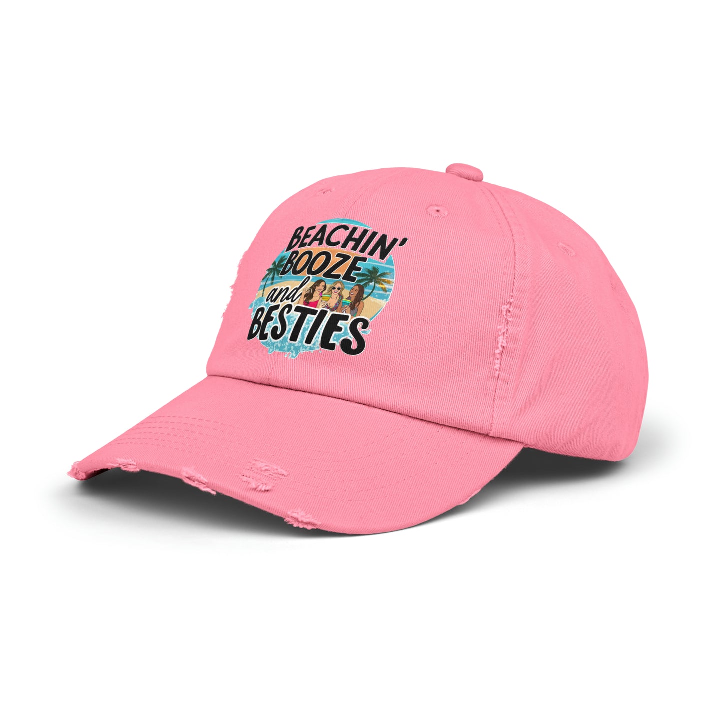 Beachin Booze and Besties Retro Cap, Girls Night Out, Casual Beach Hat - Coastal Collections