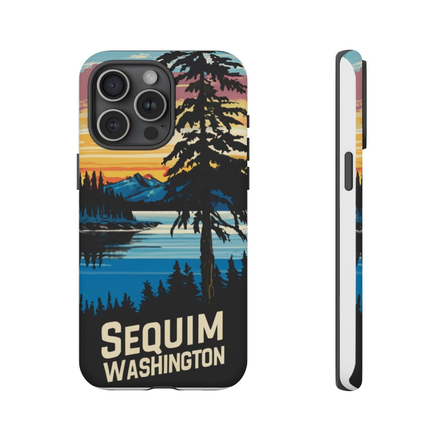 Sequim Washington Sunset Bay & Douglas Fir Protective Phone Case