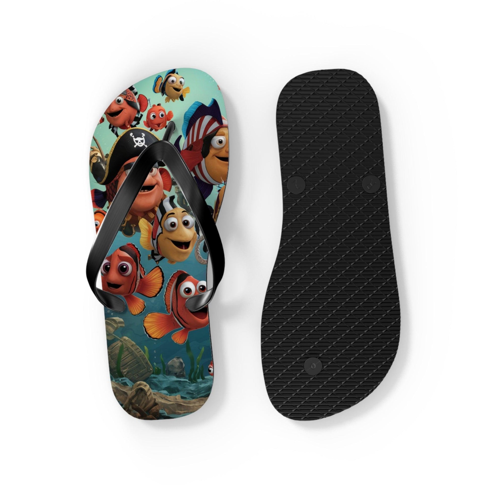 Comical Fish and Pirates Inspired Flip Flops v2, Express Your Beach Loving Self - Coastal Collections