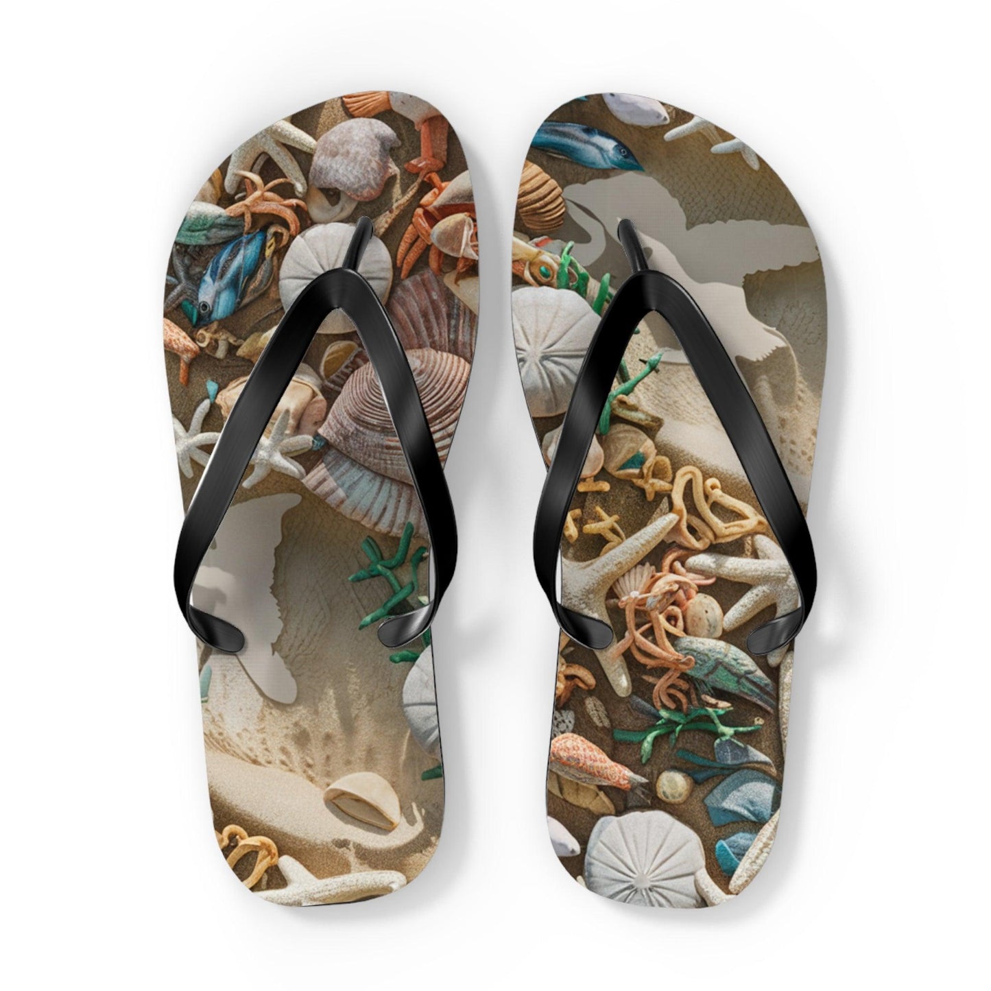 Seashell and Seagull Inspired Flip Flops v4, Express Your Beach Loving Self - Coastal Collections