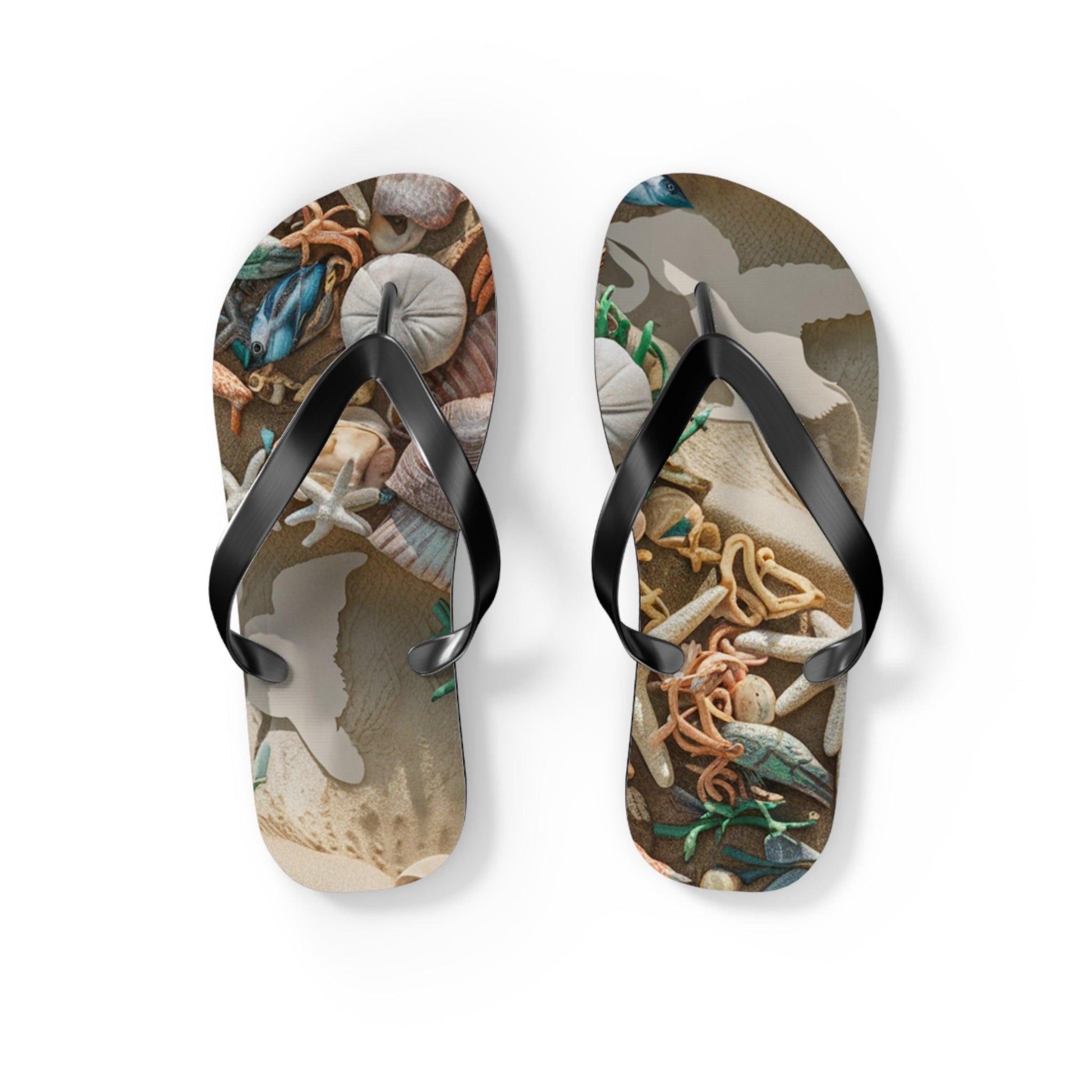 Seashell and Seagull Inspired Flip Flops v4, Express Your Beach Loving Self - Coastal Collections