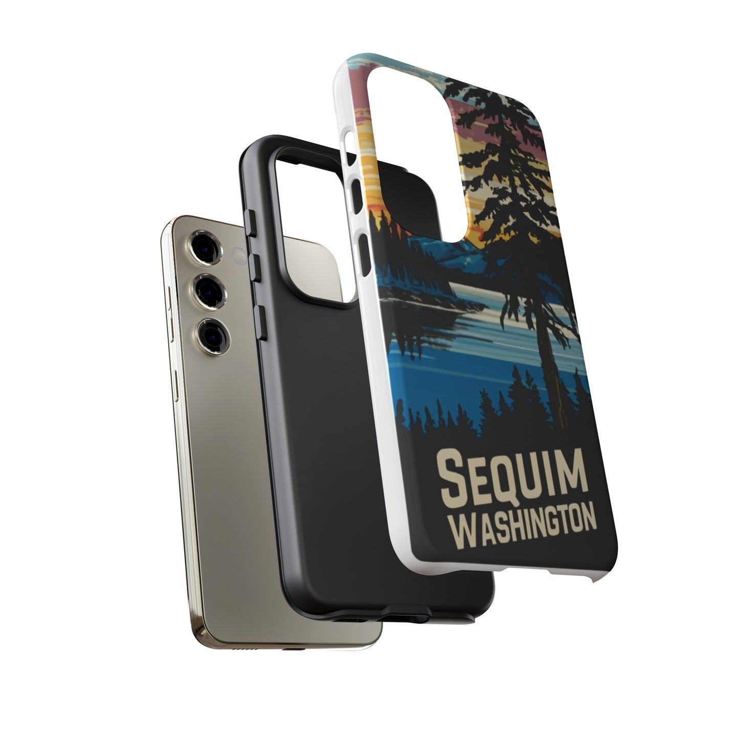 Sequim Washington Sunset Bay & Douglas Fir Protective Phone Case