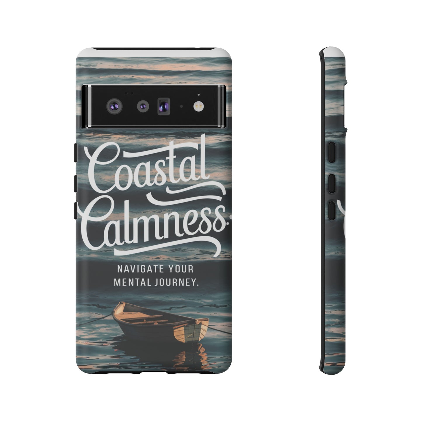 Coastal Calmness, Old Wooden Row Boat Design Protective Phone Case