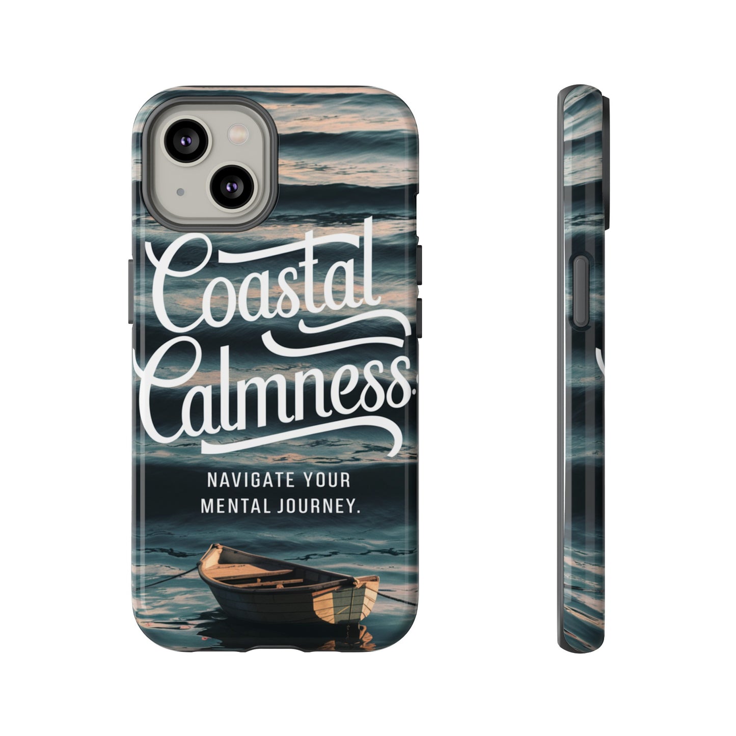 Coastal Calmness, Old Wooden Row Boat Design Protective Phone Case