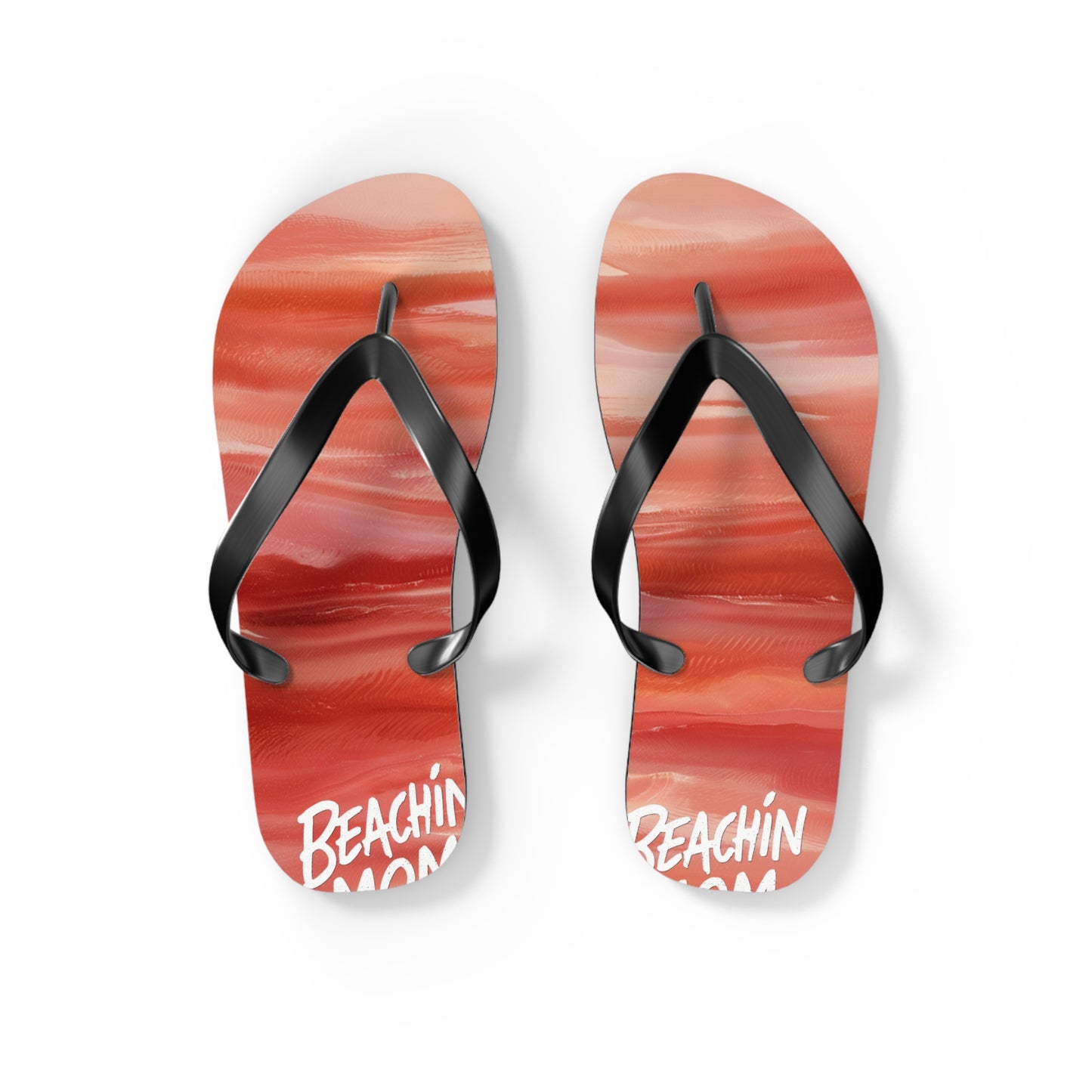 Beachin Mom Coral Abstract Beach - Flip Flops, Sandals