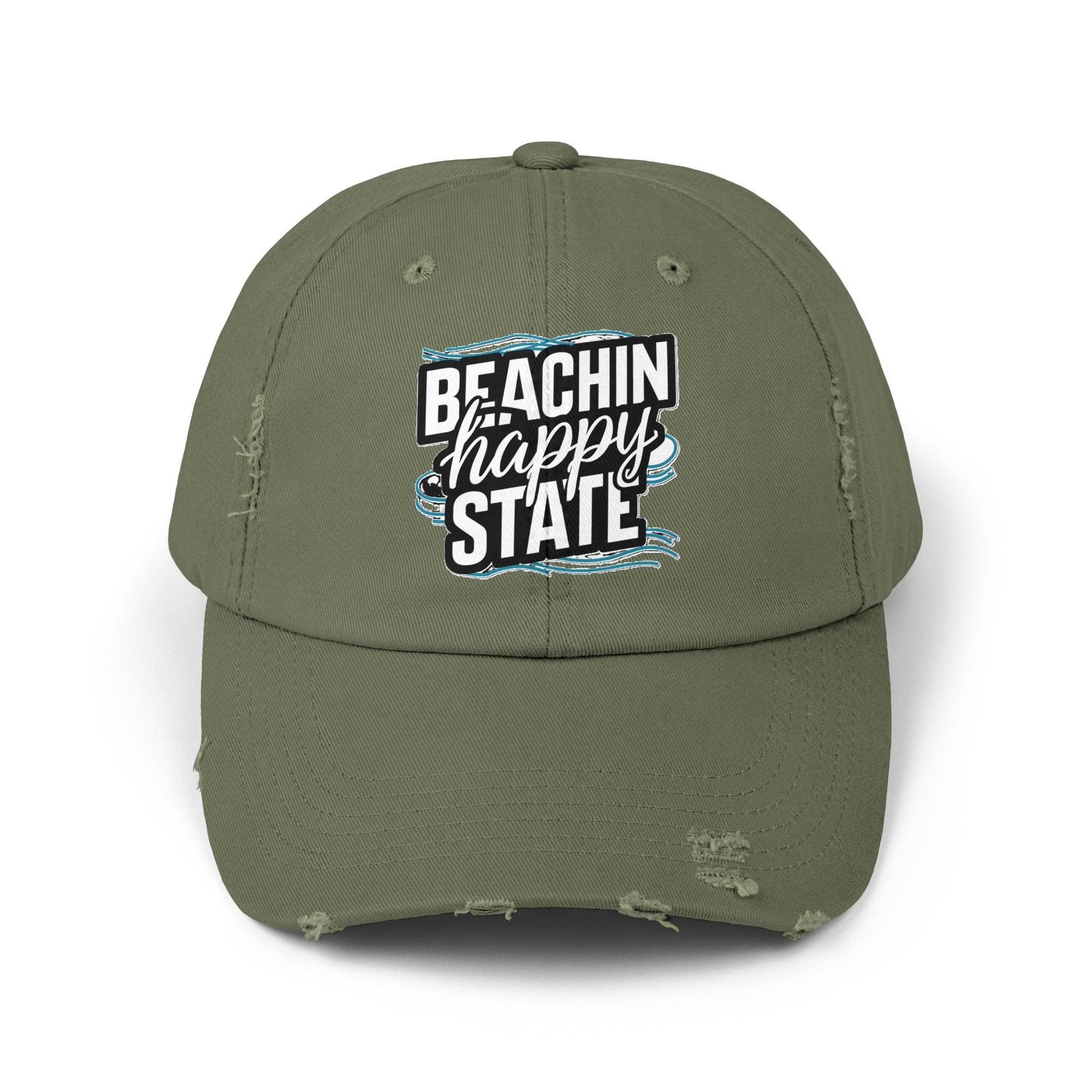 Retro Cap, Beachin Happy State retro distressed cap, casual beach hat - Coastal Collections