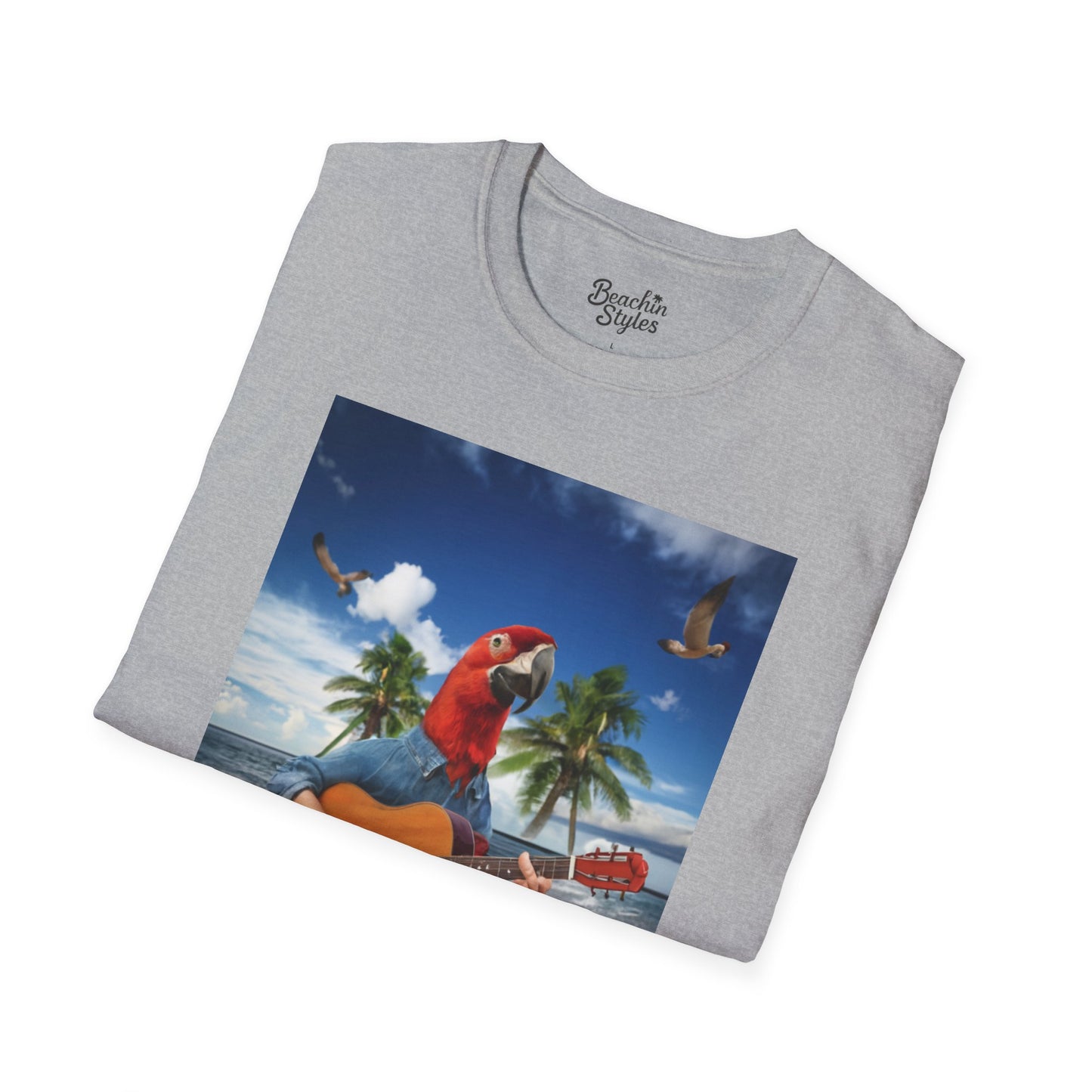 Rockin' Parrot Beach Scene - Unisex T-shirt