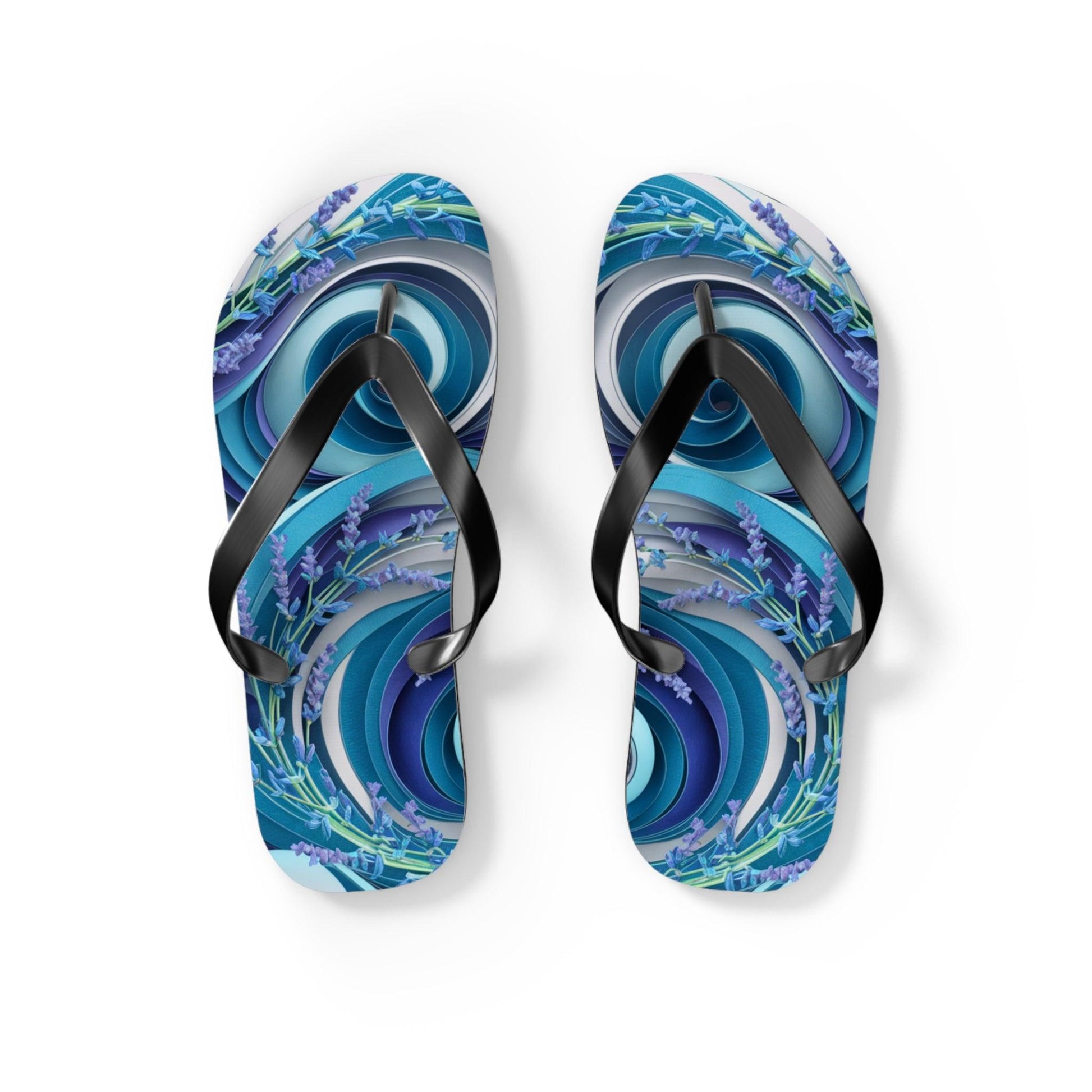 Sea Lavendar Ocean Waves Inspired Flip Flops, Express Your Beach Loving Self - Coastal Collections