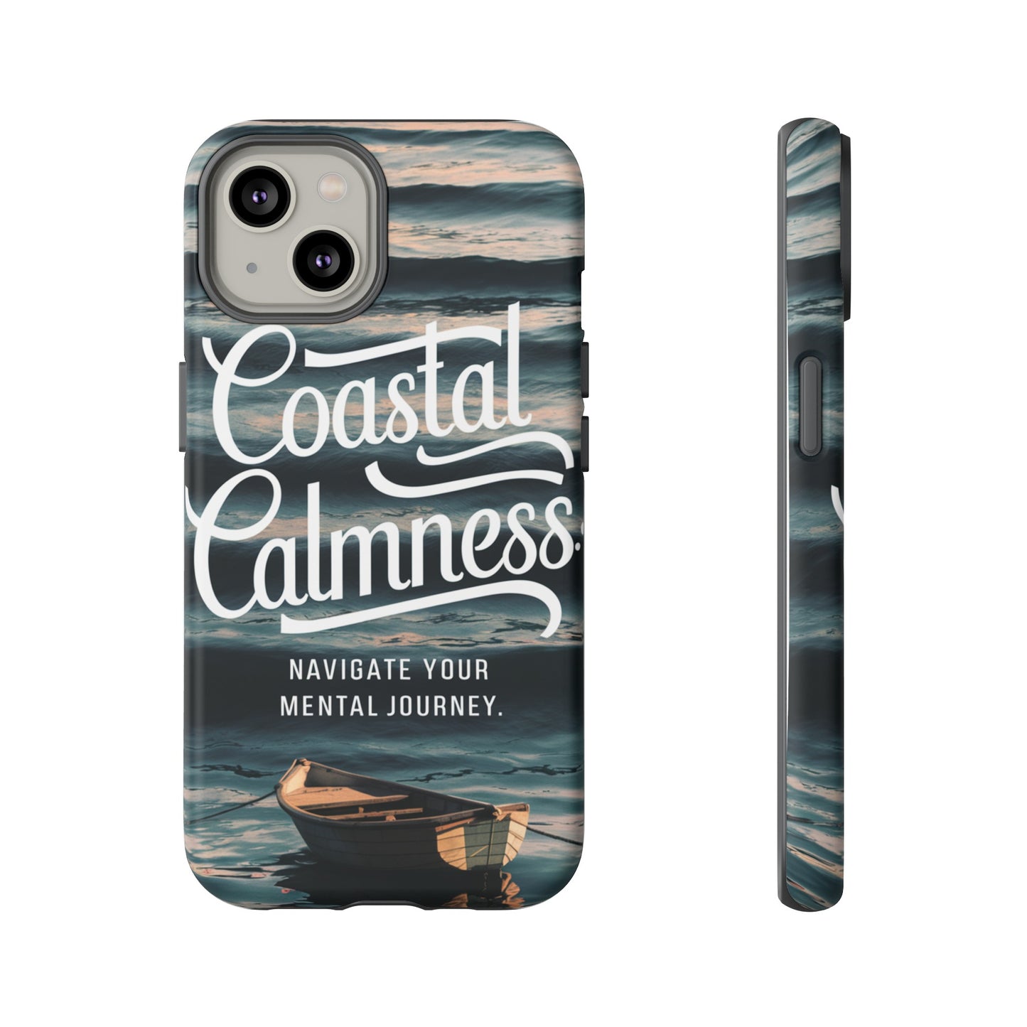 Coastal Calmness, Old Wooden Row Boat Design Protective Phone Case