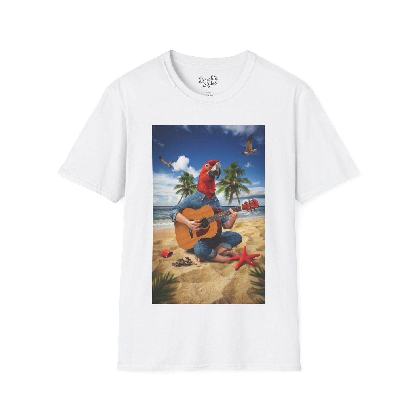 Rockin' Parrot Beach Scene - Unisex T-shirt