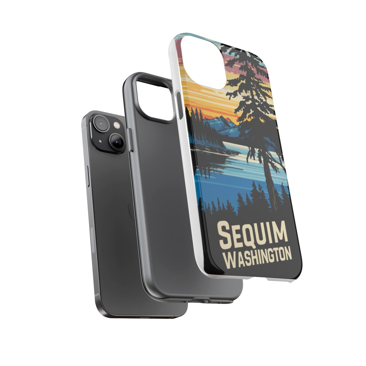 Sequim Washington Sunset Bay & Douglas Fir Protective Phone Case