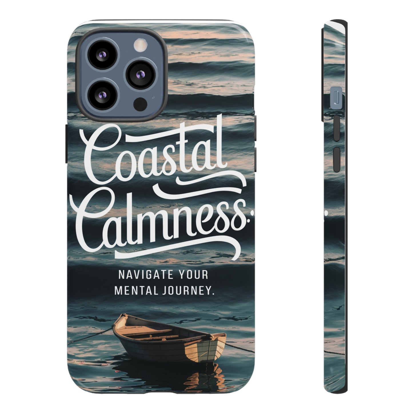 Coastal Calmness, Old Wooden Row Boat Design Protective Phone Case