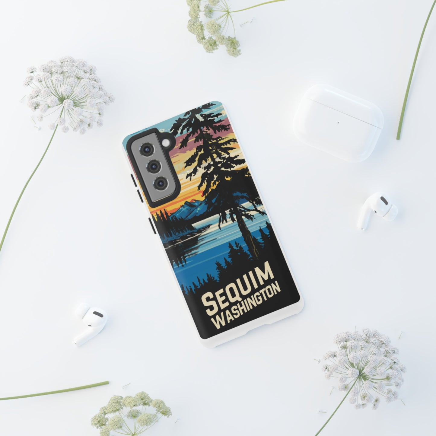 Sequim Washington Sunset Bay & Douglas Fir Protective Phone Case