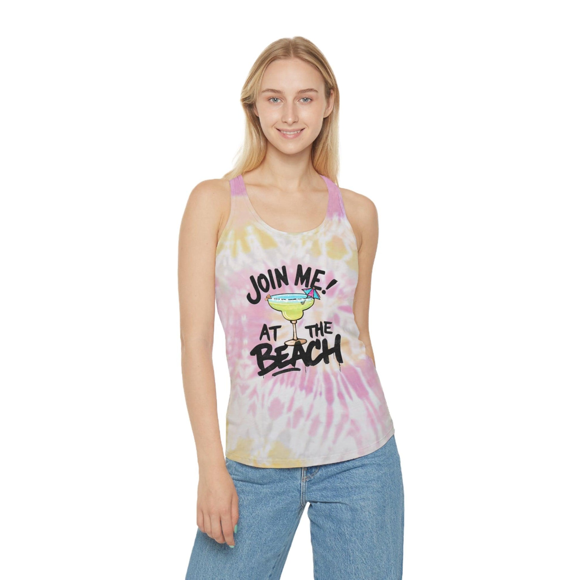 Join Me at the Beach Margarita Tie Dye Racerback Tank Top - Coastal Collections