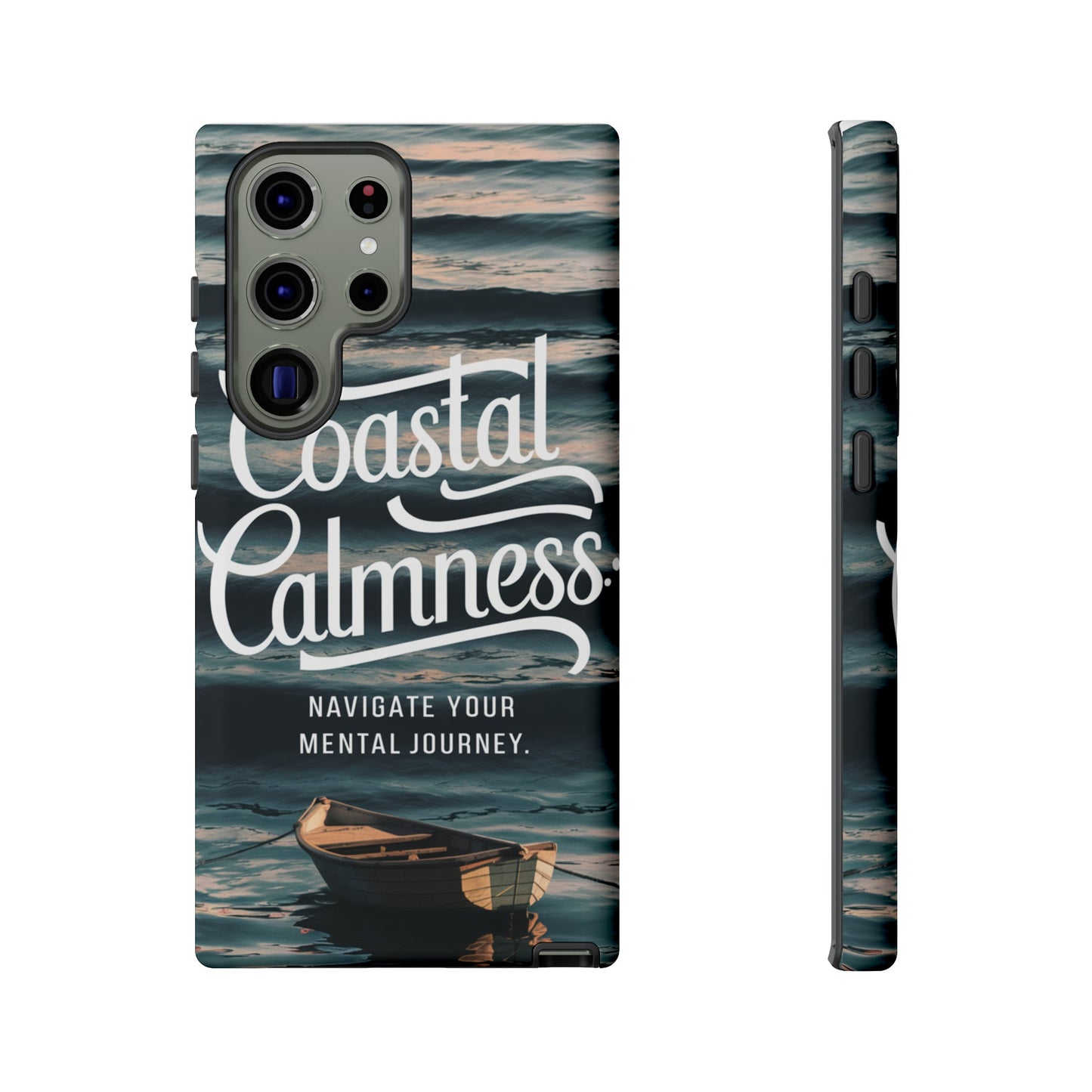 Coastal Calmness, Old Wooden Row Boat Design Protective Phone Case