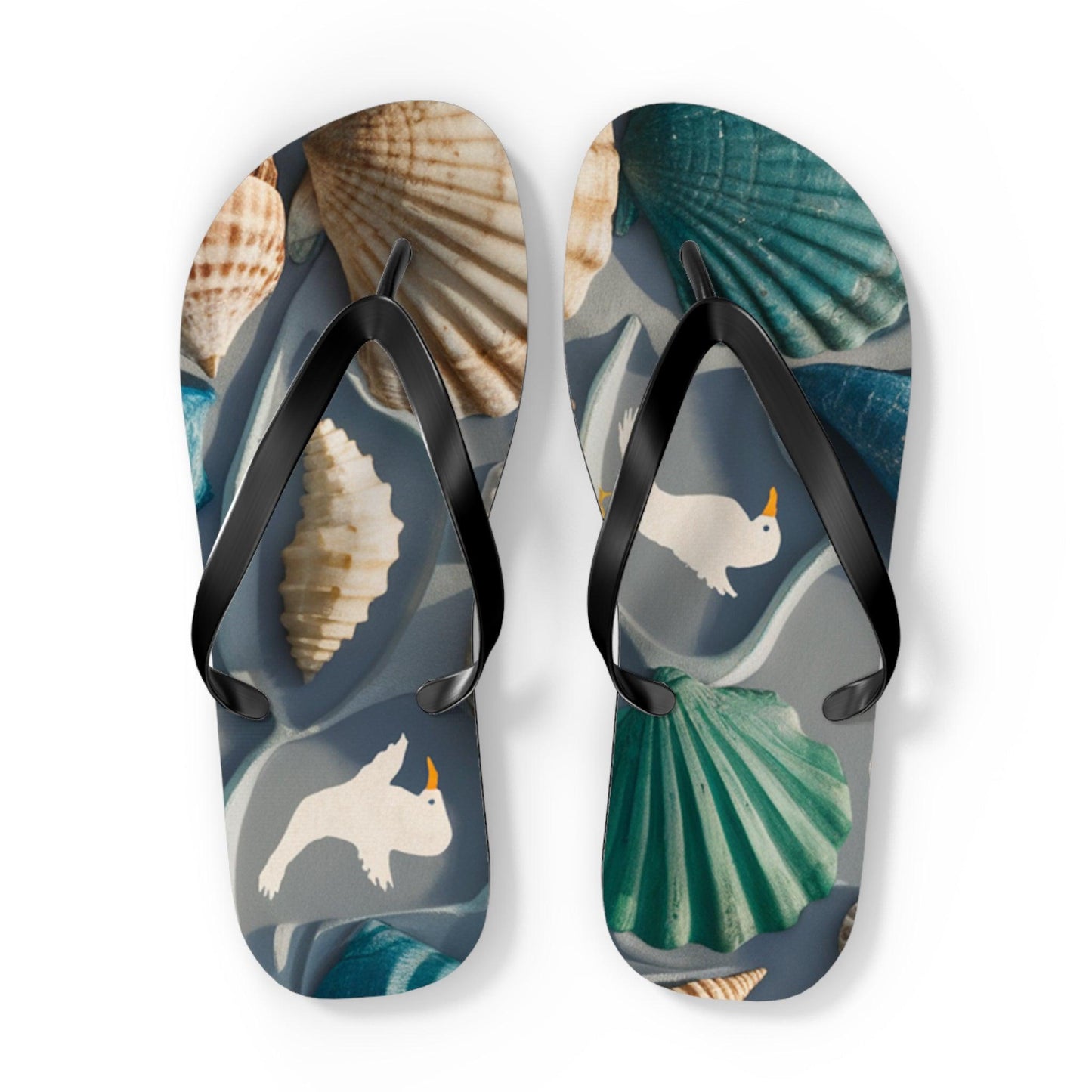 Seashell and Seagull Inspired Flip Flops, Express Your Beach Loving Self - Coastal Collections