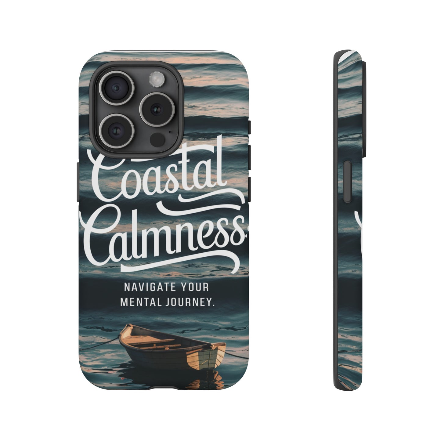 Coastal Calmness, Old Wooden Row Boat Design Protective Phone Case