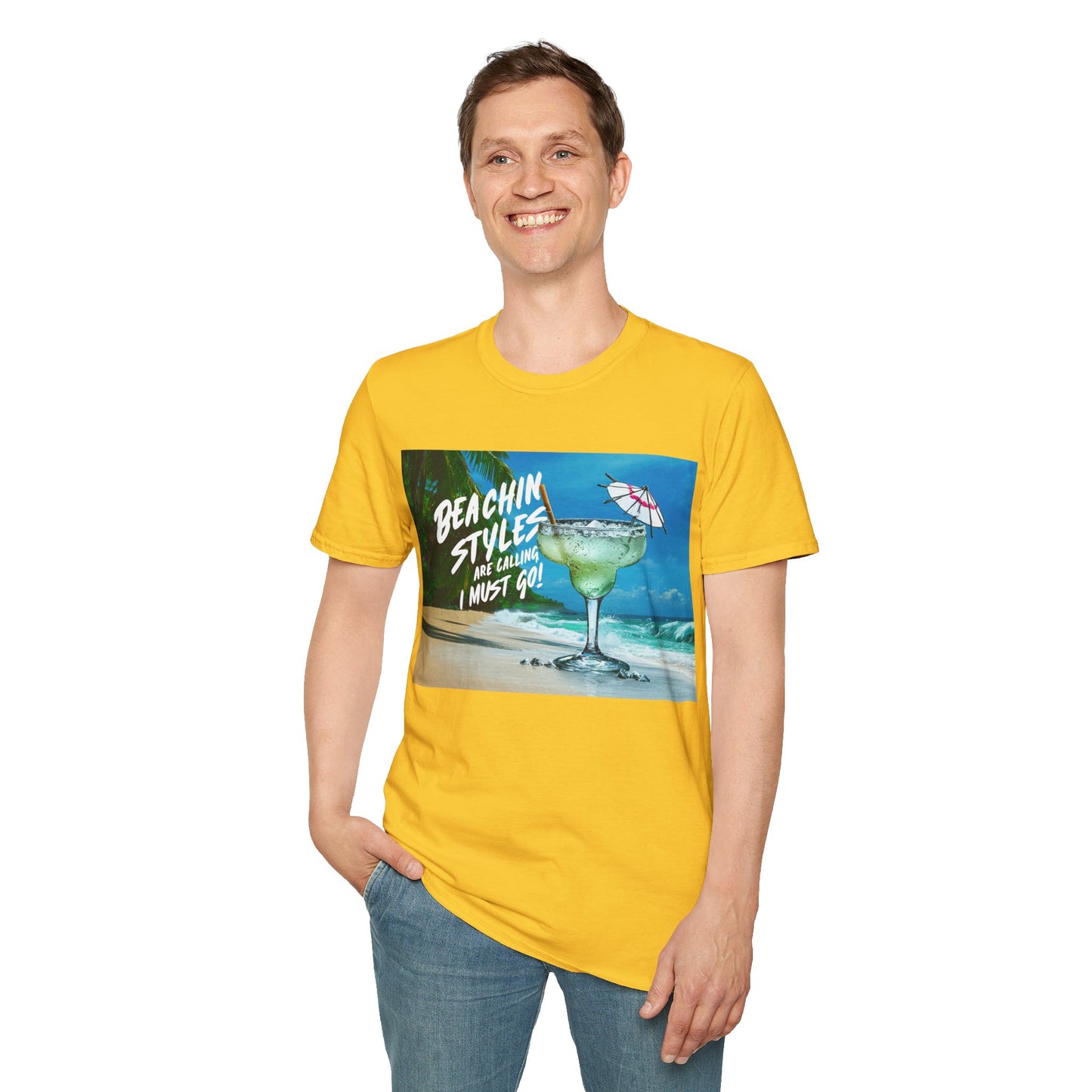 The Beach is Calling, I Must Go, Margarita - Unisex Softstyle T-Shirt