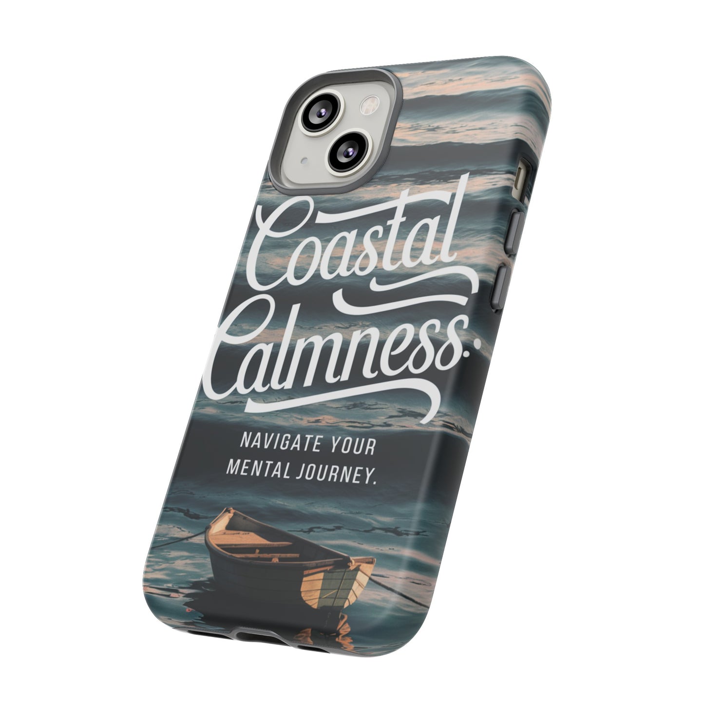 Coastal Calmness, Old Wooden Row Boat Design Protective Phone Case