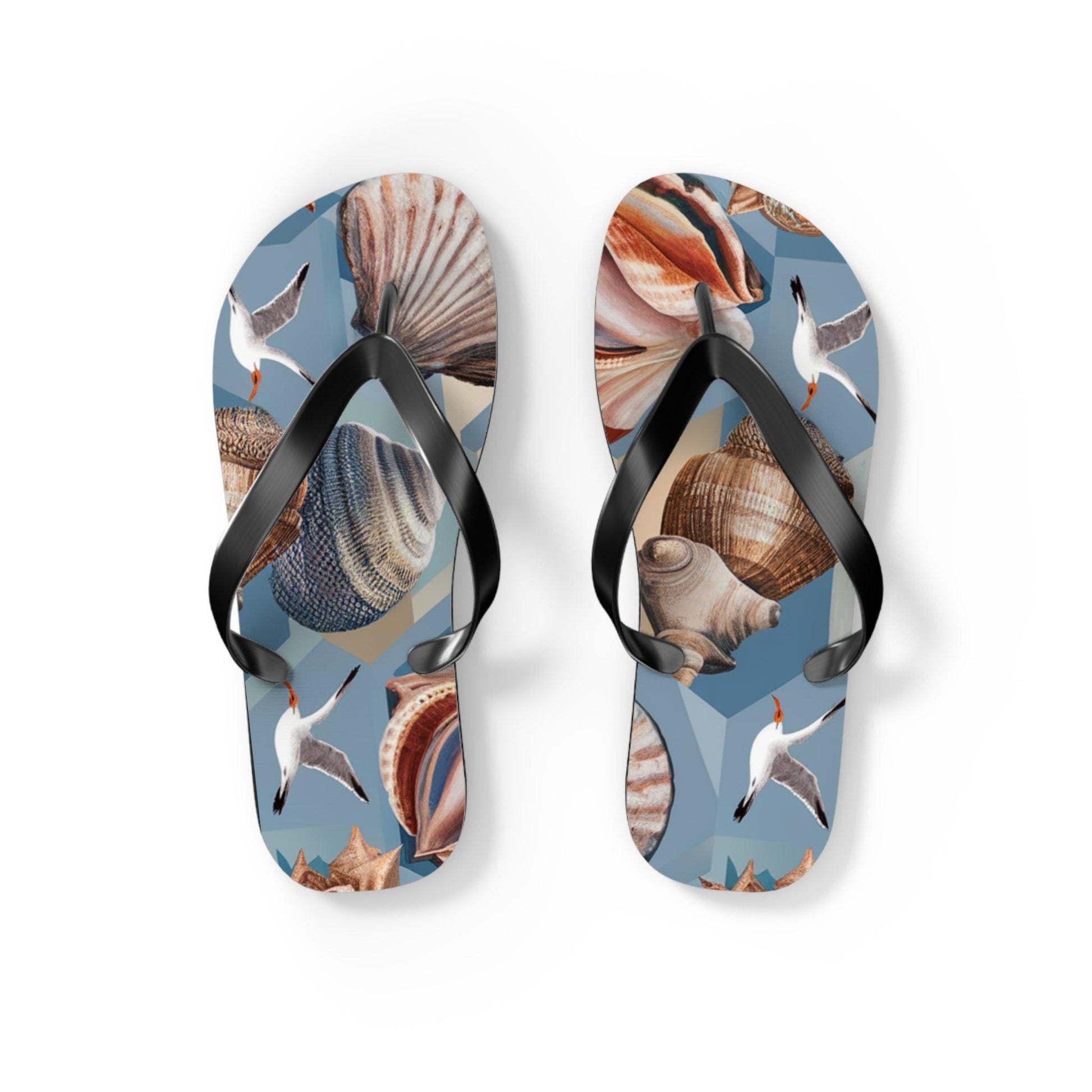 Seashell and Seagull Inspired Flip Flops v3, Express Your Beach Loving Self - Coastal Collections