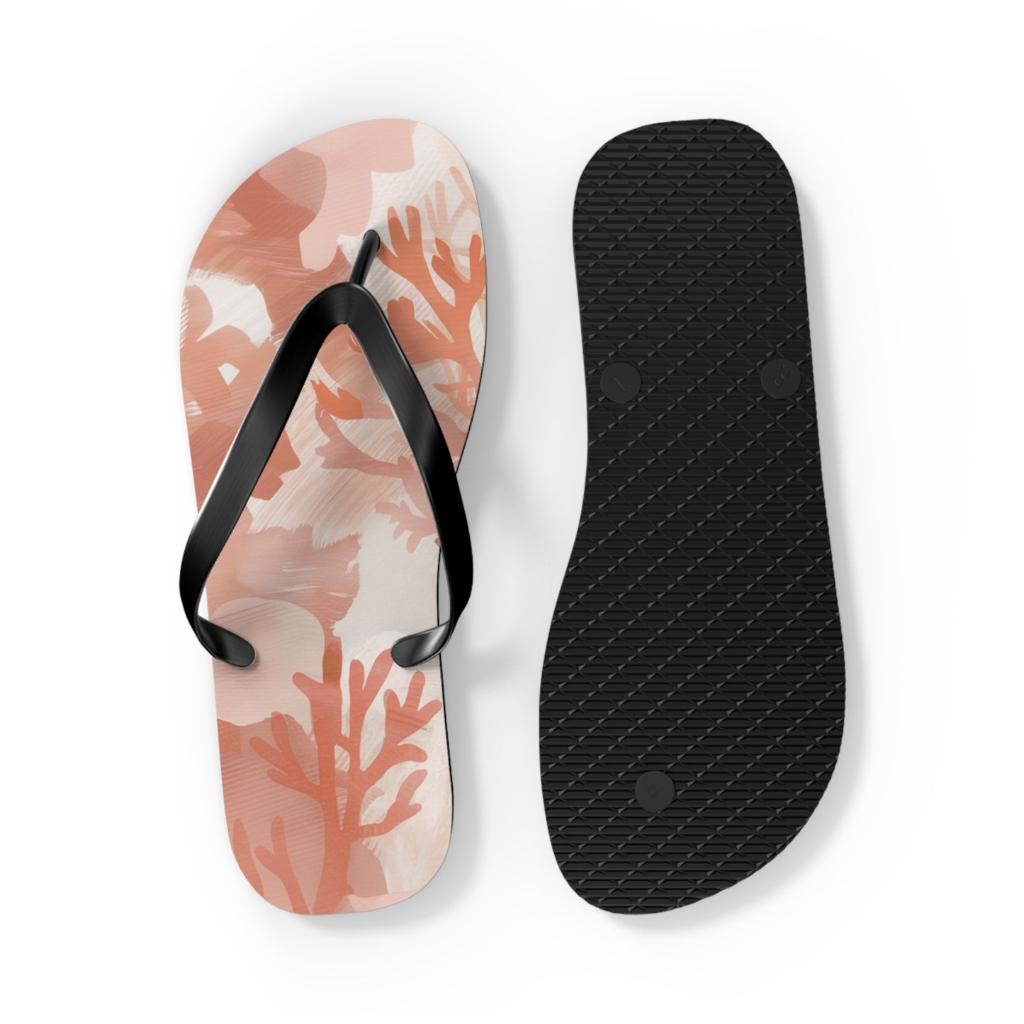 Coral Abstract Beach - Flip Flops, Sandals