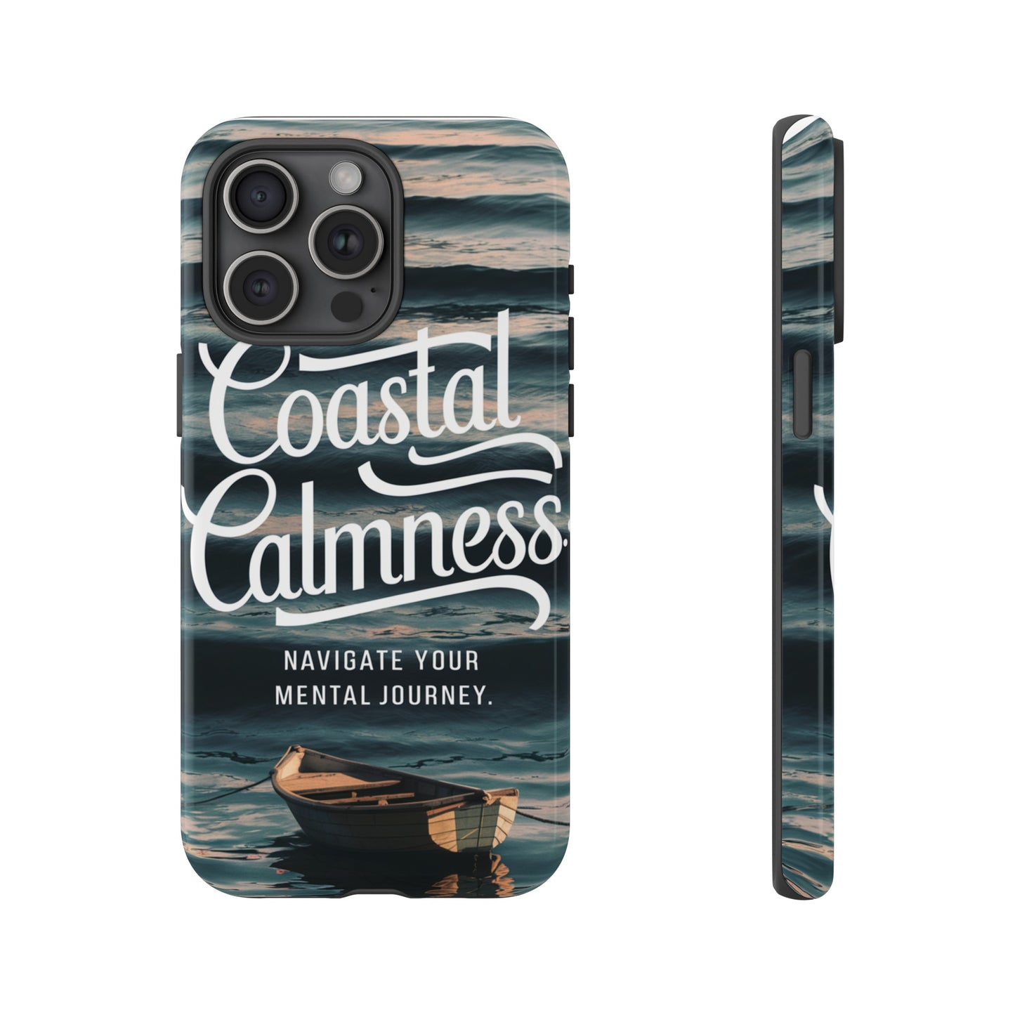 Coastal Calmness, Old Wooden Row Boat Design Protective Phone Case