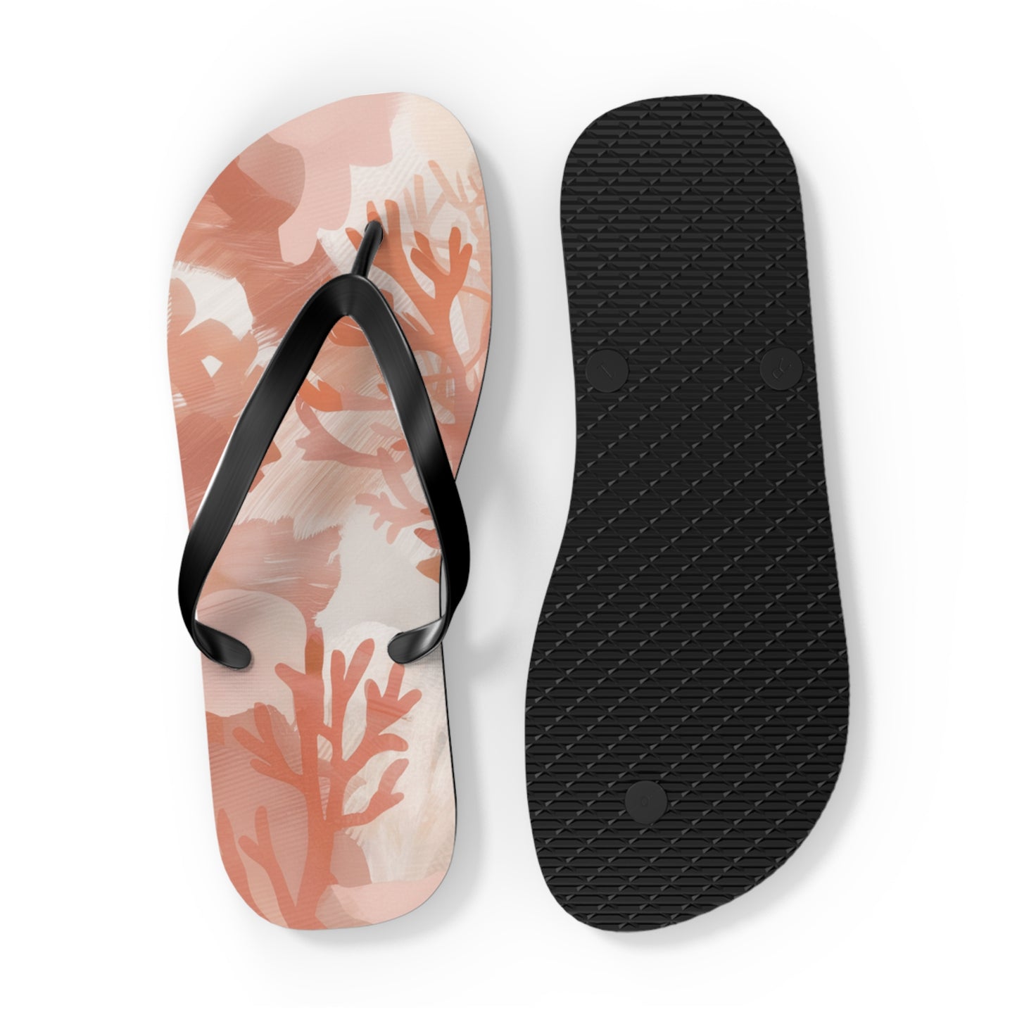 Coral Abstract Beach - Flip Flops, Sandals