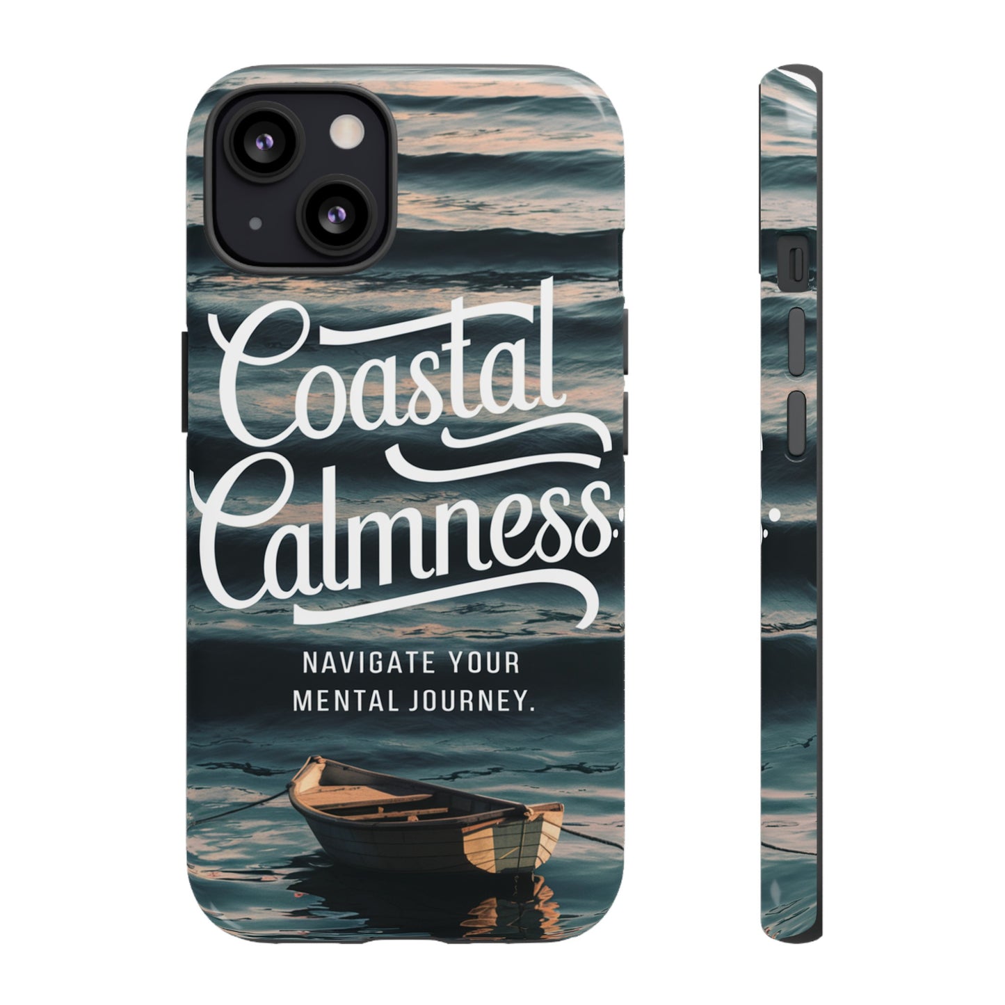 Coastal Calmness, Old Wooden Row Boat Design Protective Phone Case