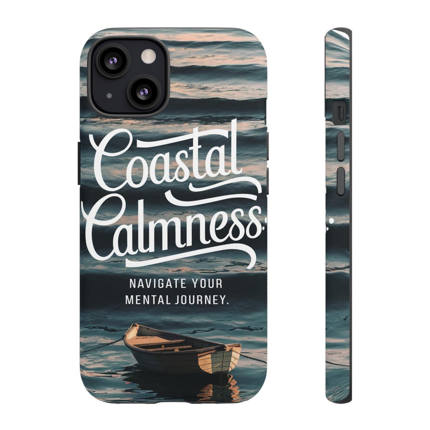 Coastal Calmness, Old Wooden Row Boat Design Protective Phone Case