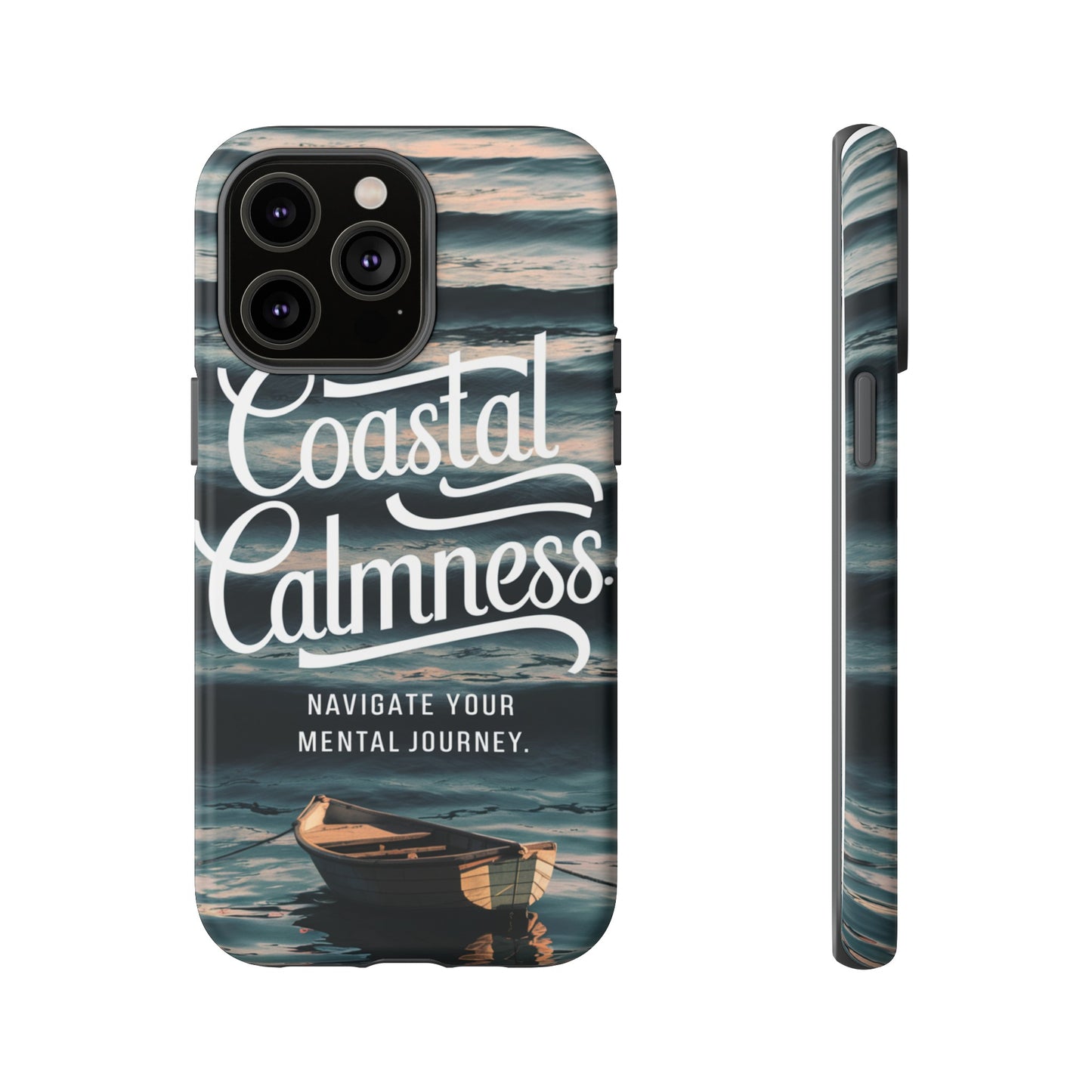 Coastal Calmness, Old Wooden Row Boat Design Protective Phone Case