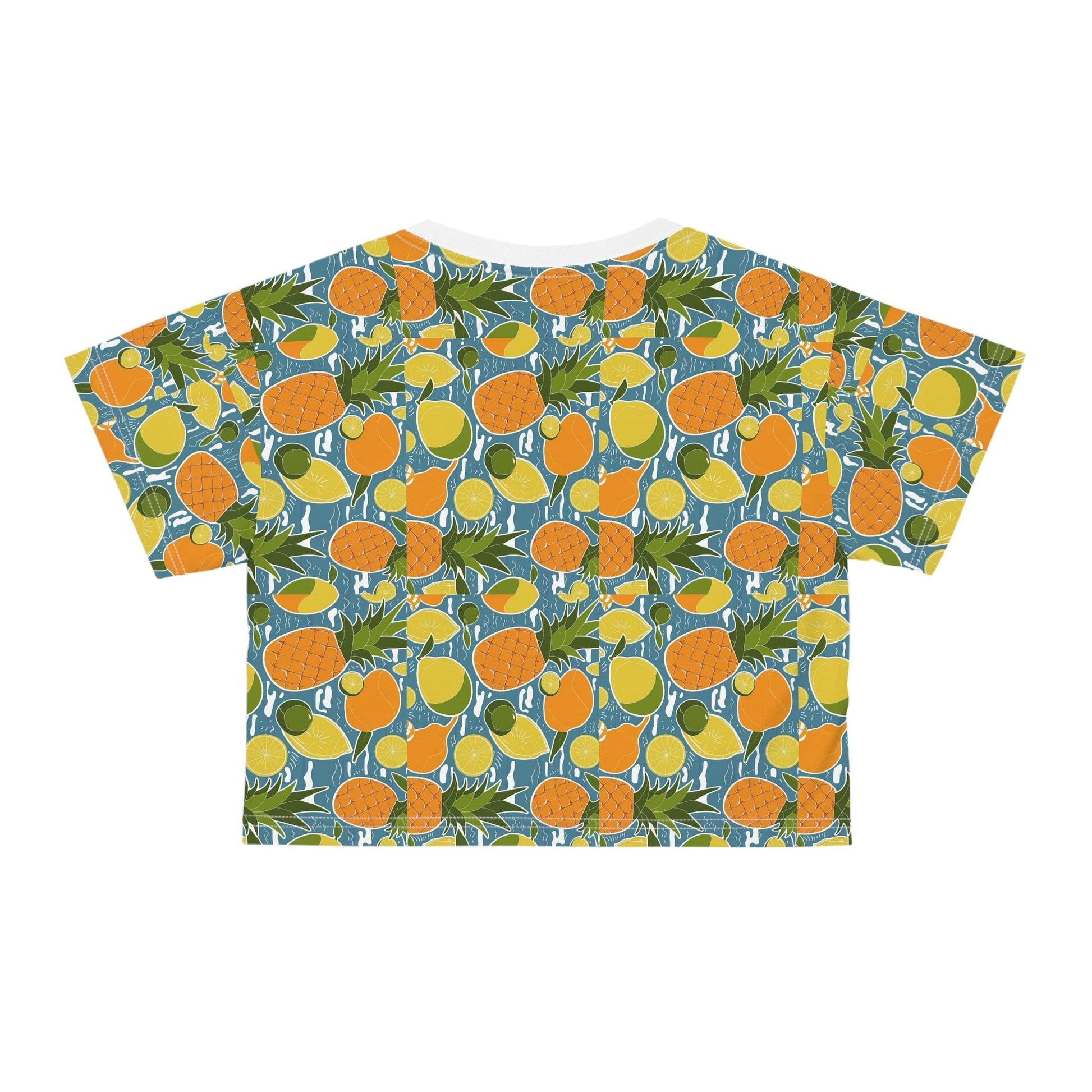 Tropical Fruit Small Repeating Print, Crop Tee (AOP) - Coastal Collections