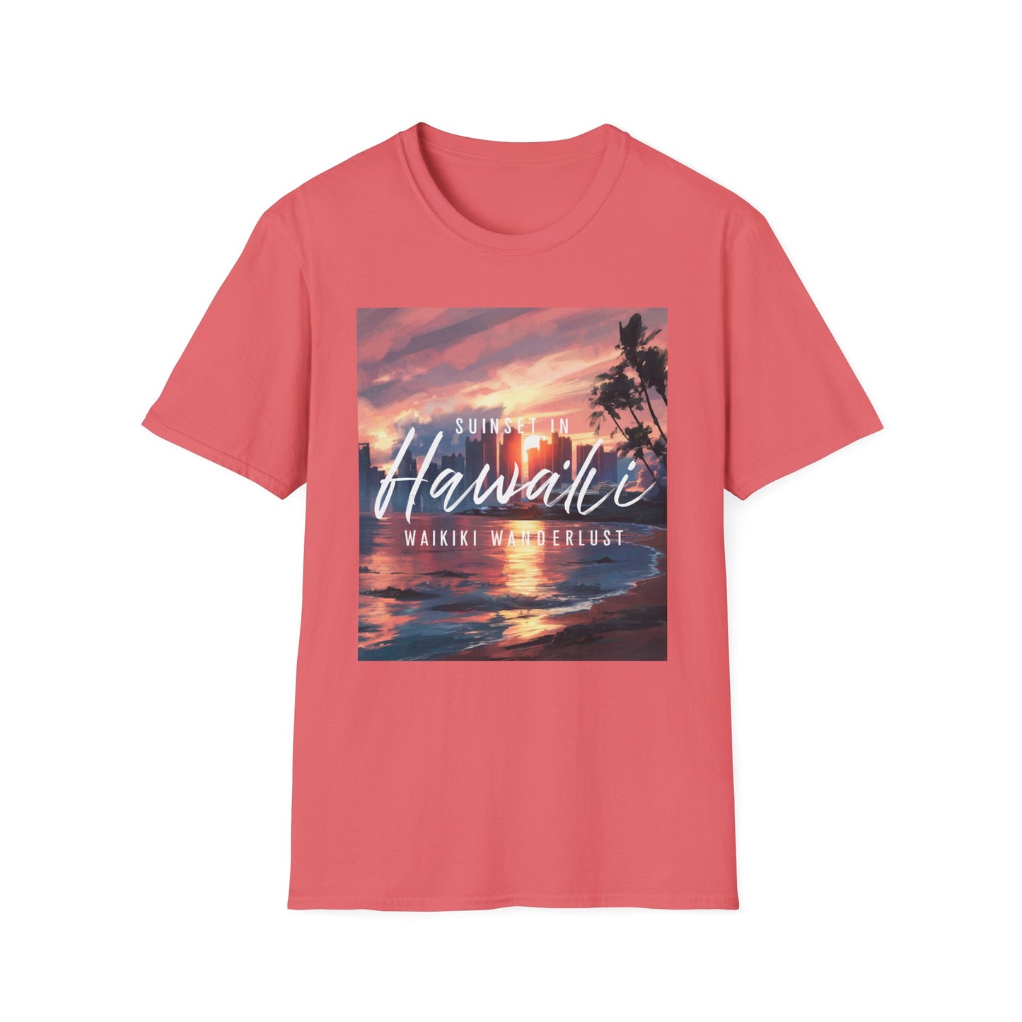 Hawaii Sunset, Waikiki Wanderlust - Unisex Softstyle T-Shirt