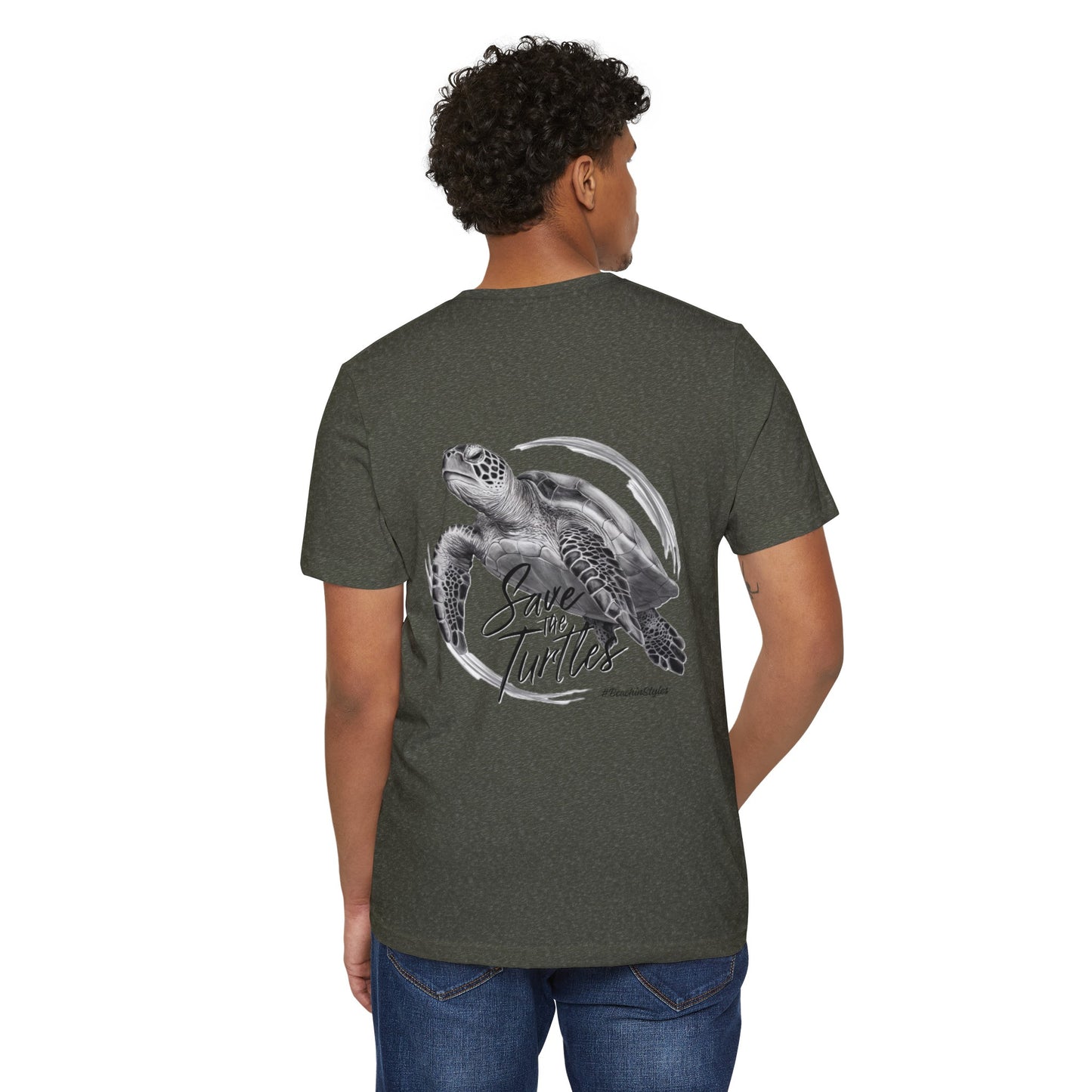 Save the Turtles Unisex Recycled Organic T-Shirt (Print on Back)