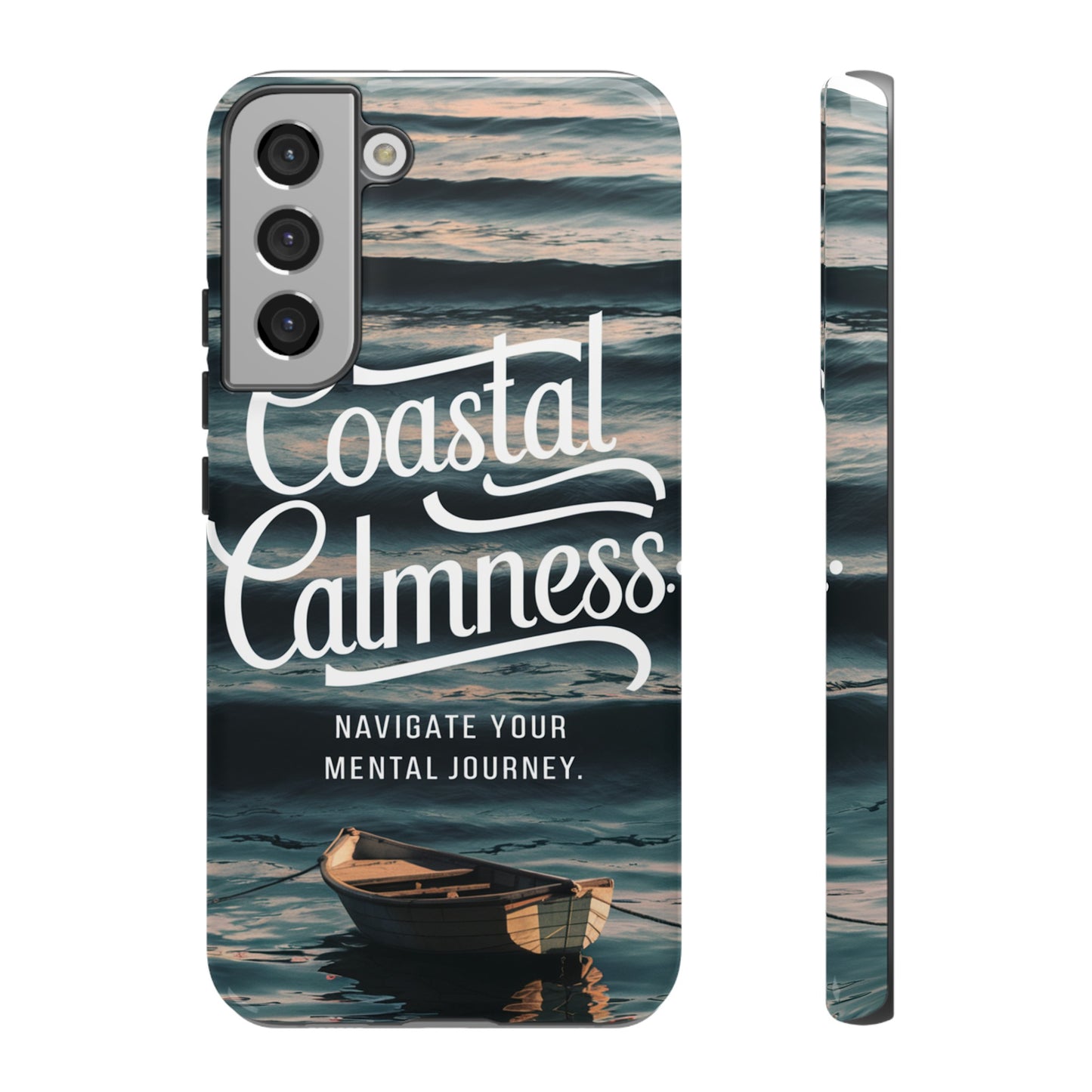 Coastal Calmness, Old Wooden Row Boat Design Protective Phone Case