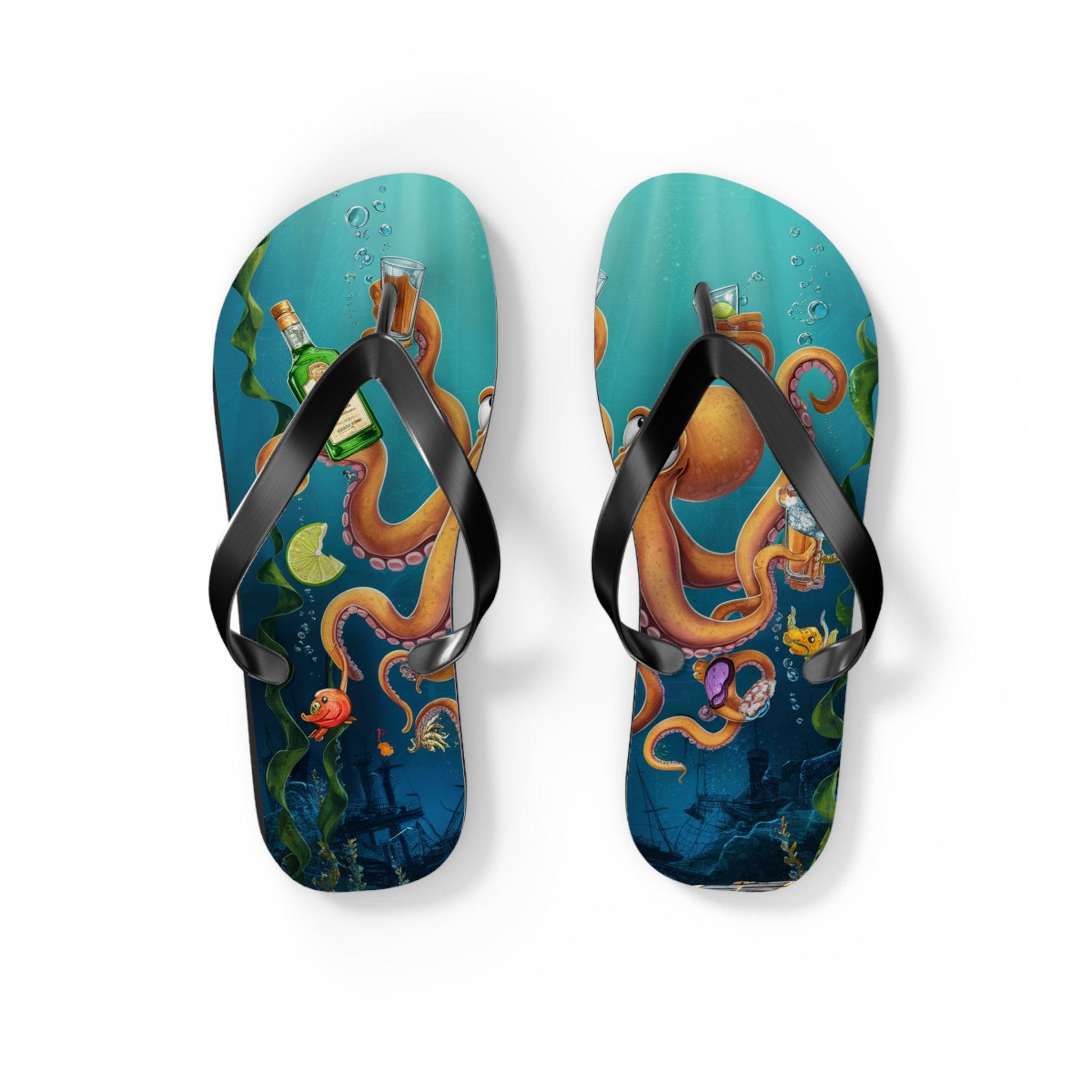 Octopus and Tequila Inspired Flip Flops, Express Your Beach Loving Self - Coastal Collections