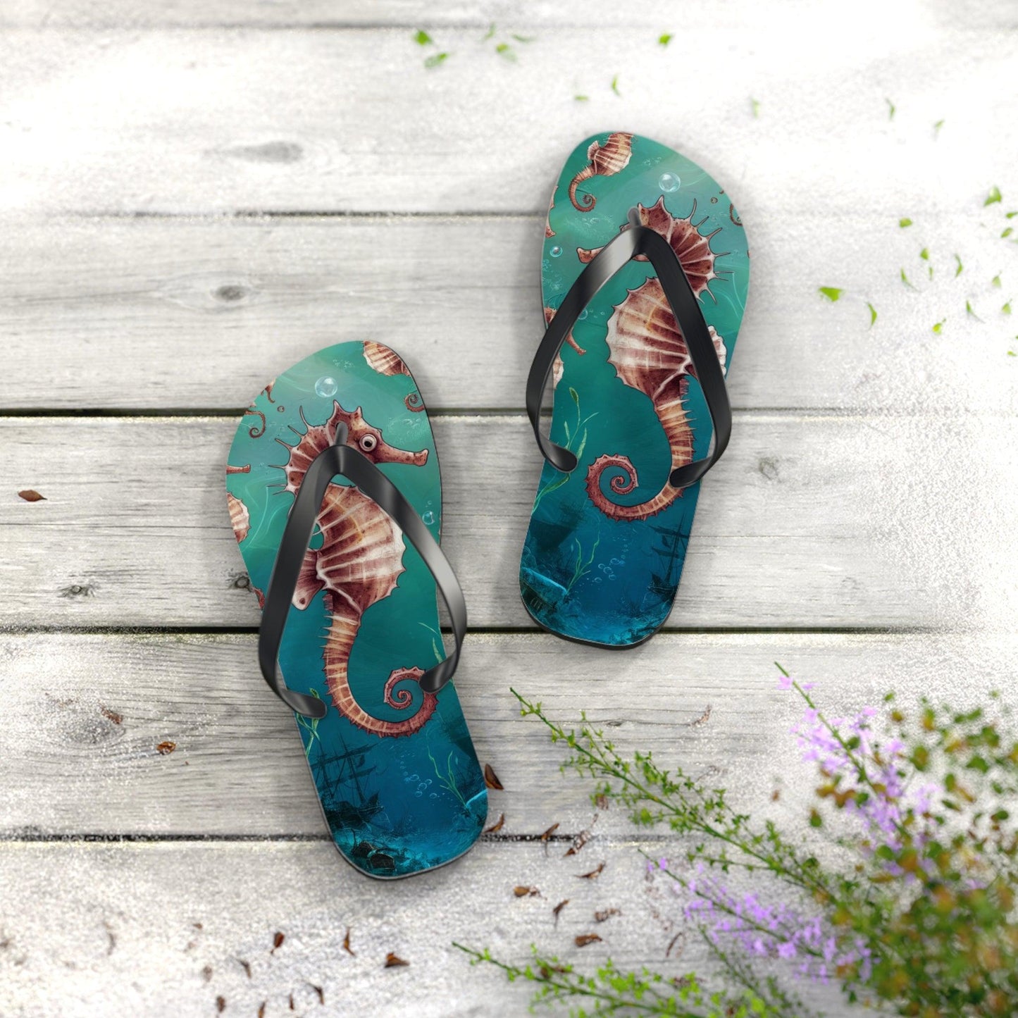 Seahorse Inspired Flip Flops, Express Your Beach Loving Self - Coastal Collections