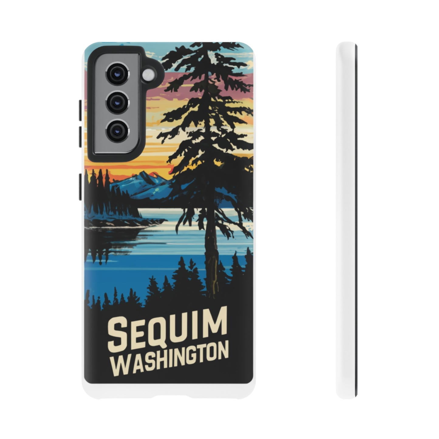 Sequim Washington Sunset Bay & Douglas Fir Protective Phone Case