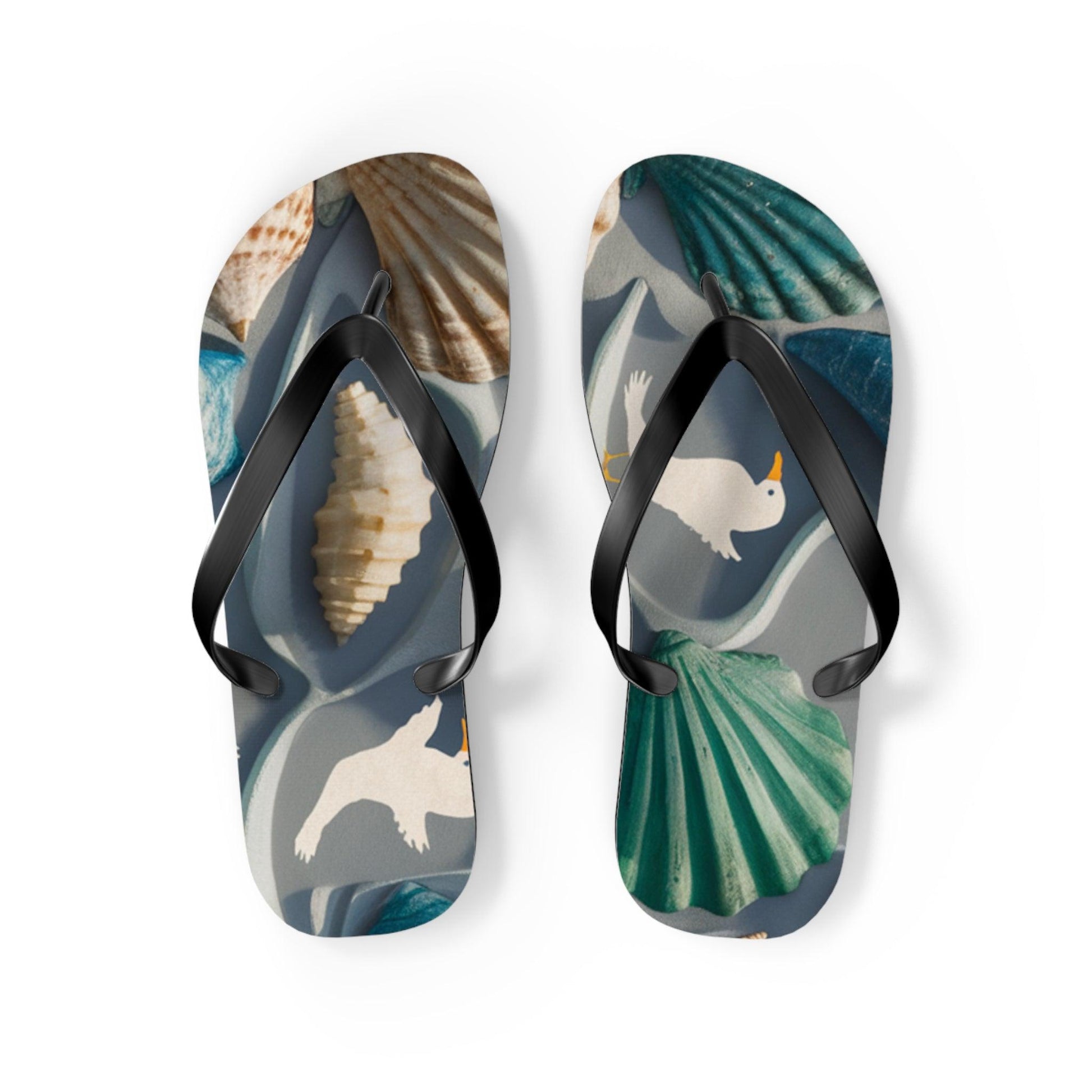 Seashell and Seagull Inspired Flip Flops, Express Your Beach Loving Self - Coastal Collections