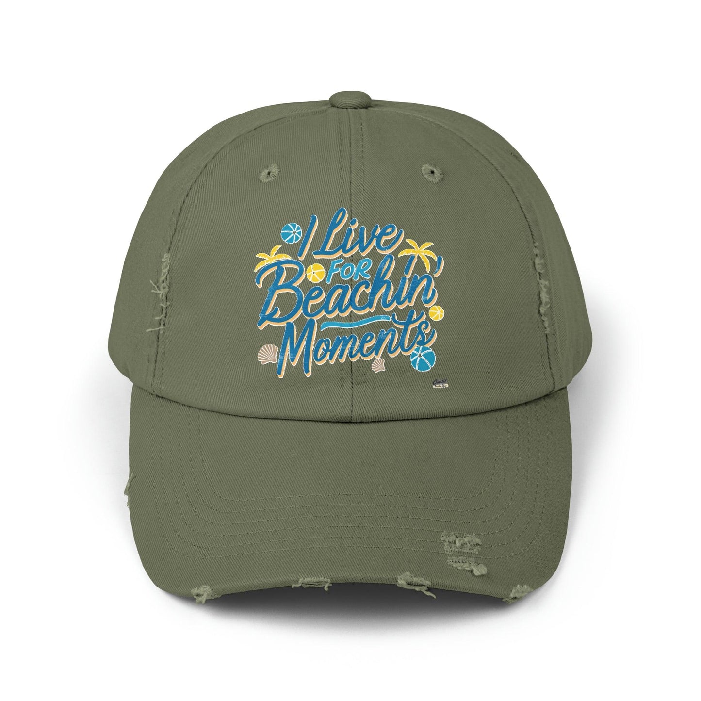 I Live For Beachin Moments Distressed Cap, Casual Beach Hat - Coastal Collections