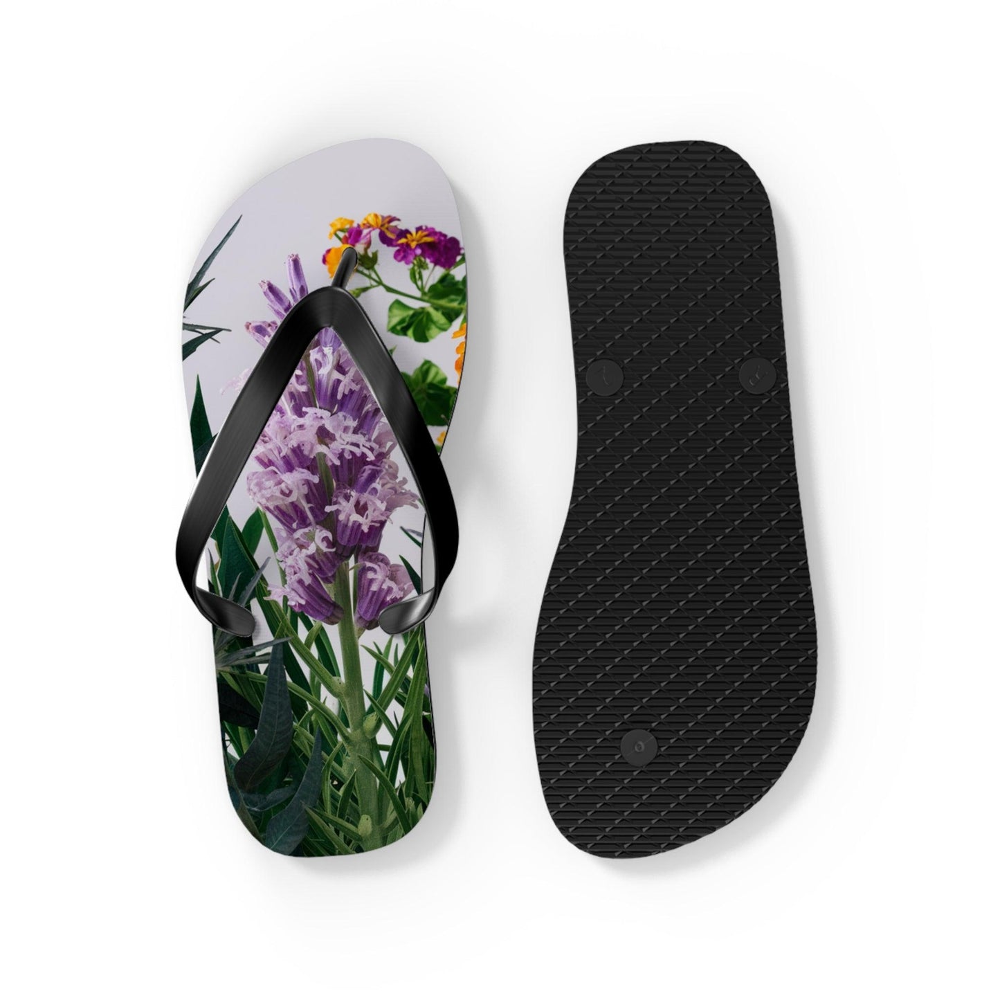 Sea Lavendar with purple hues flower bouquet Inspired Flip Flops, Express Your Beach Loving Self - Coastal Collections