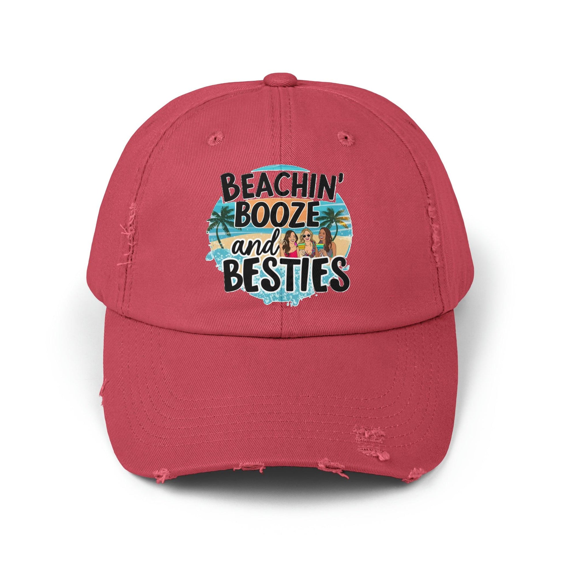 Beachin Booze and Besties Retro Cap, Girls Night Out, Casual Beach Hat - Coastal Collections