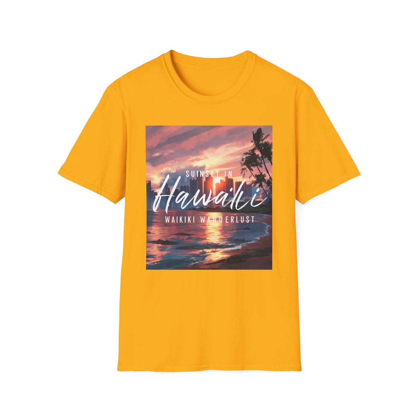 Hawaii Sunset, Waikiki Wanderlust - Unisex Softstyle T-Shirt