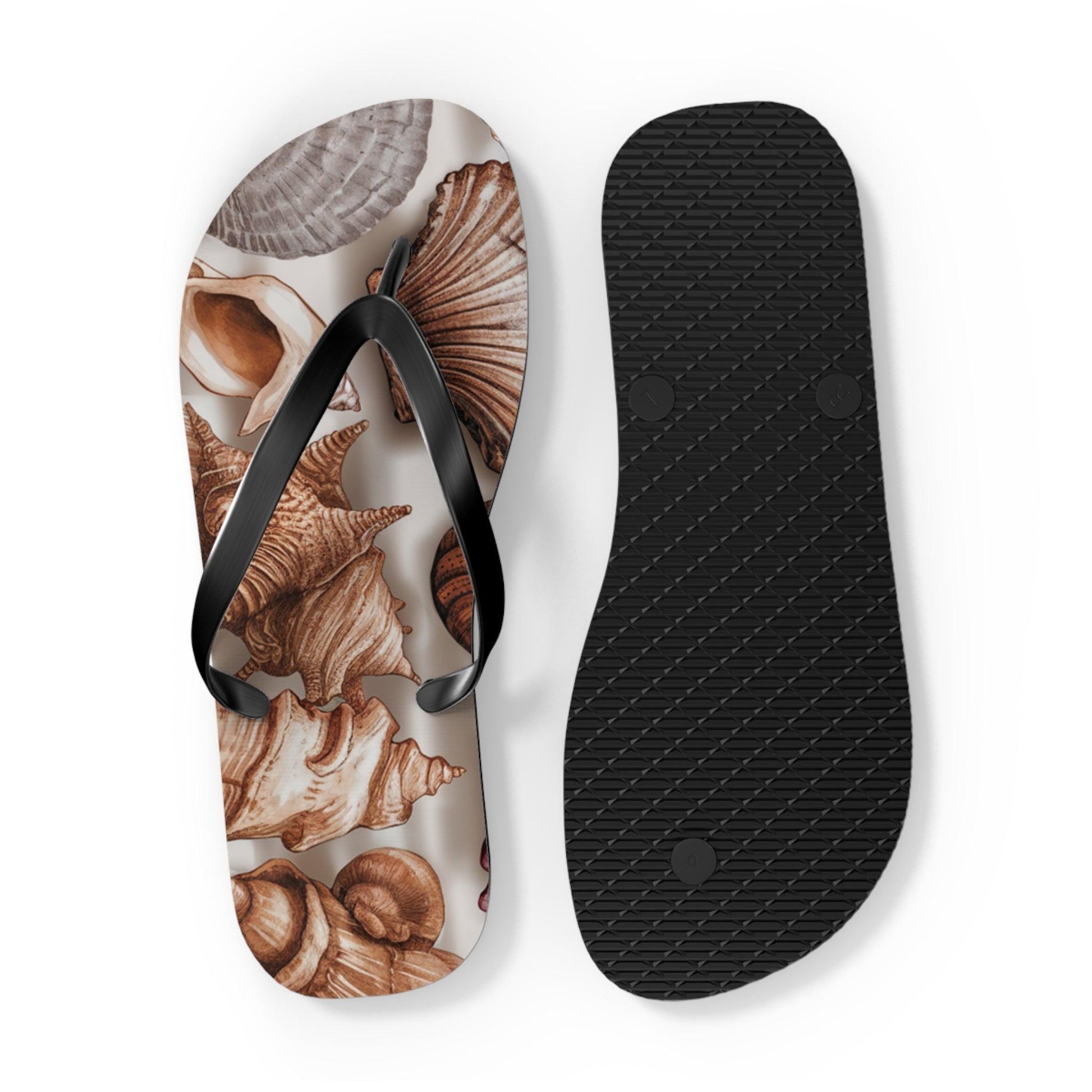 Seashell and Seagull Inspired Flip Flops v2, Express Your Beach Loving Self - Coastal Collections