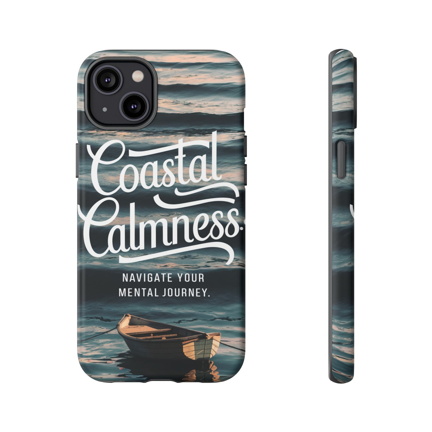 Coastal Calmness, Old Wooden Row Boat Design Protective Phone Case