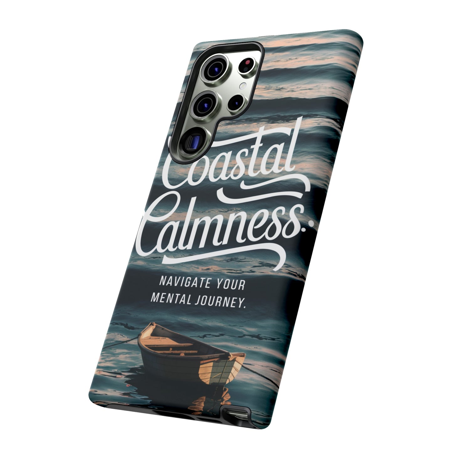 Coastal Calmness, Old Wooden Row Boat Design Protective Phone Case